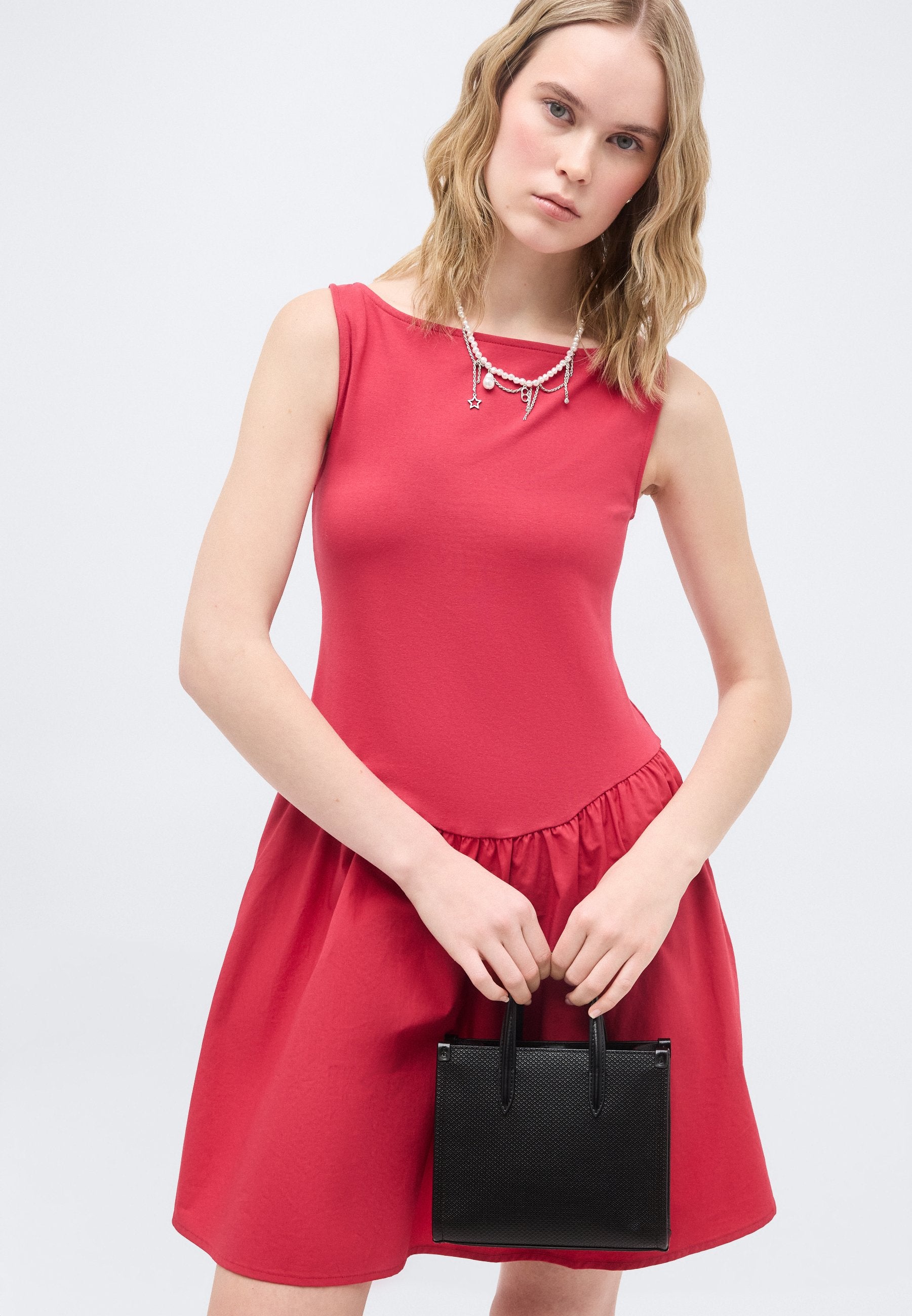 MIXED MEDIA DRESS - Jersey dress - chakra red