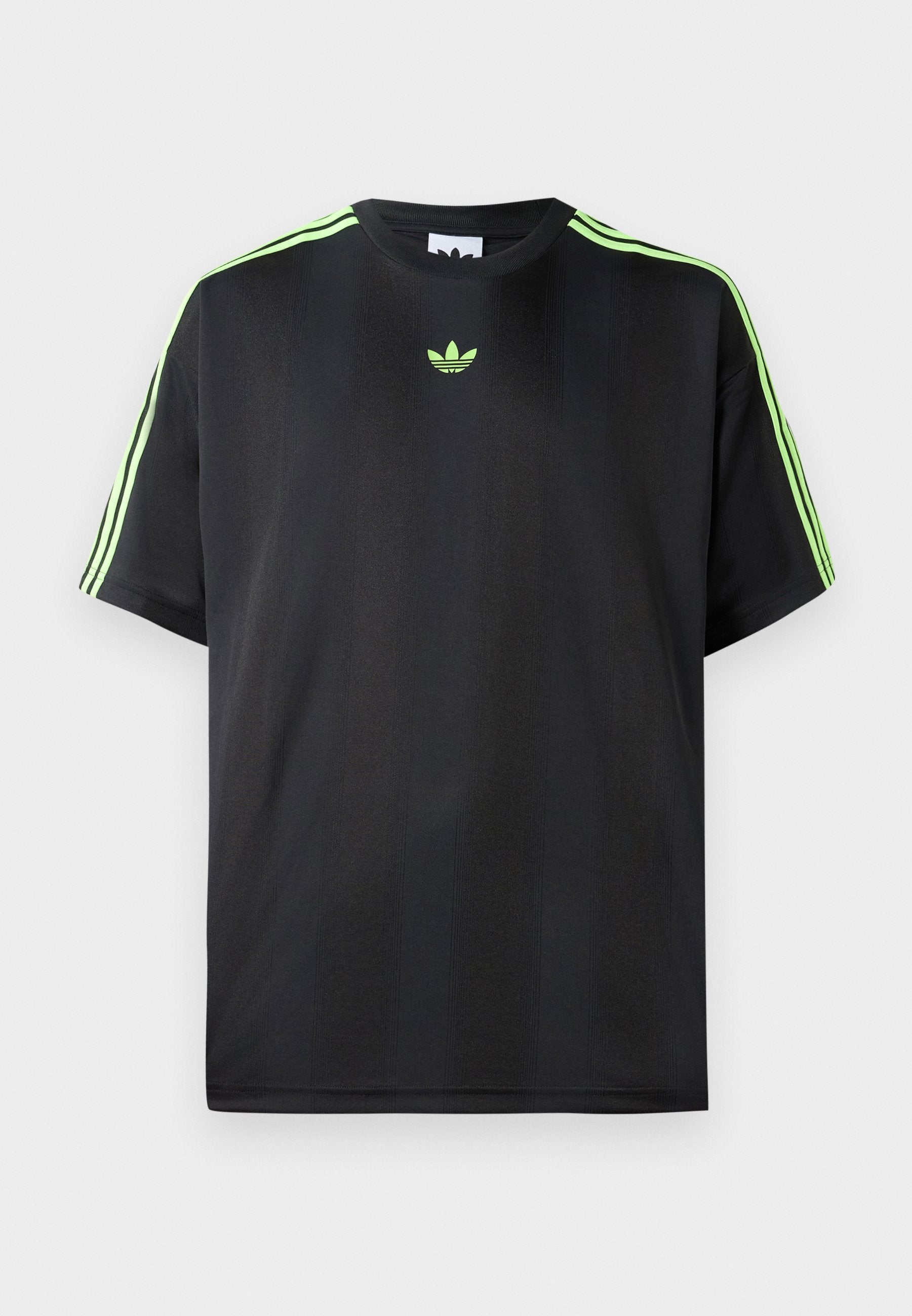 JACQUARD JERSEY - Print T-shirt - black/signal green