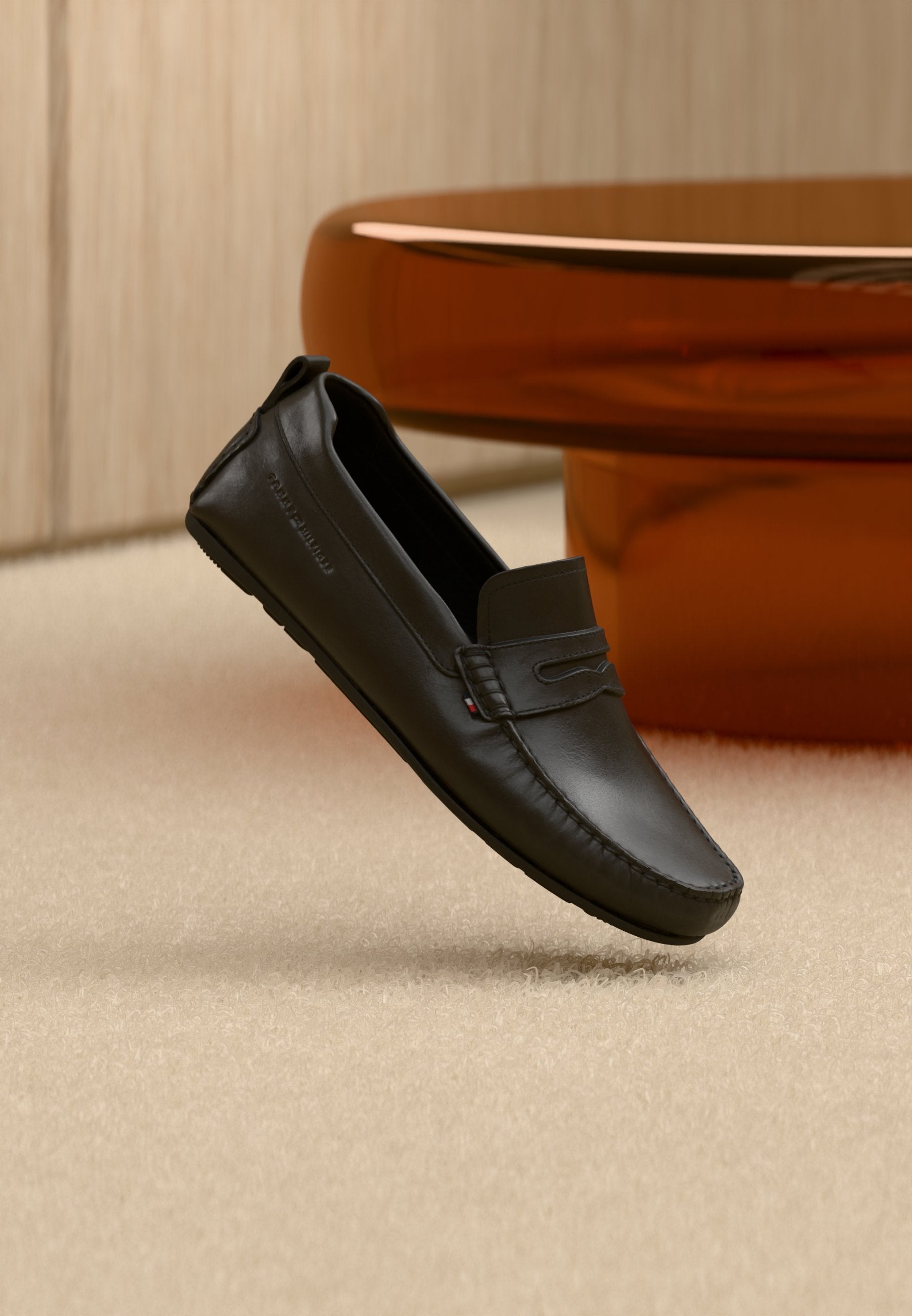 LOGO LEATHER DRIVER SHOES - Moccasins - black