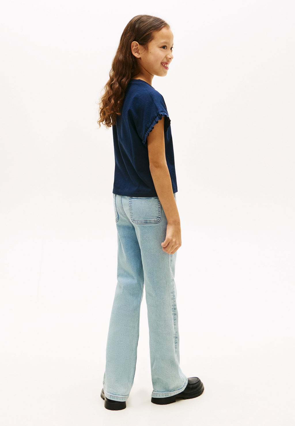 ESSENTIAL RUFFLE CUFF RELAXED TOP - Basic T-shirt - dark night navy