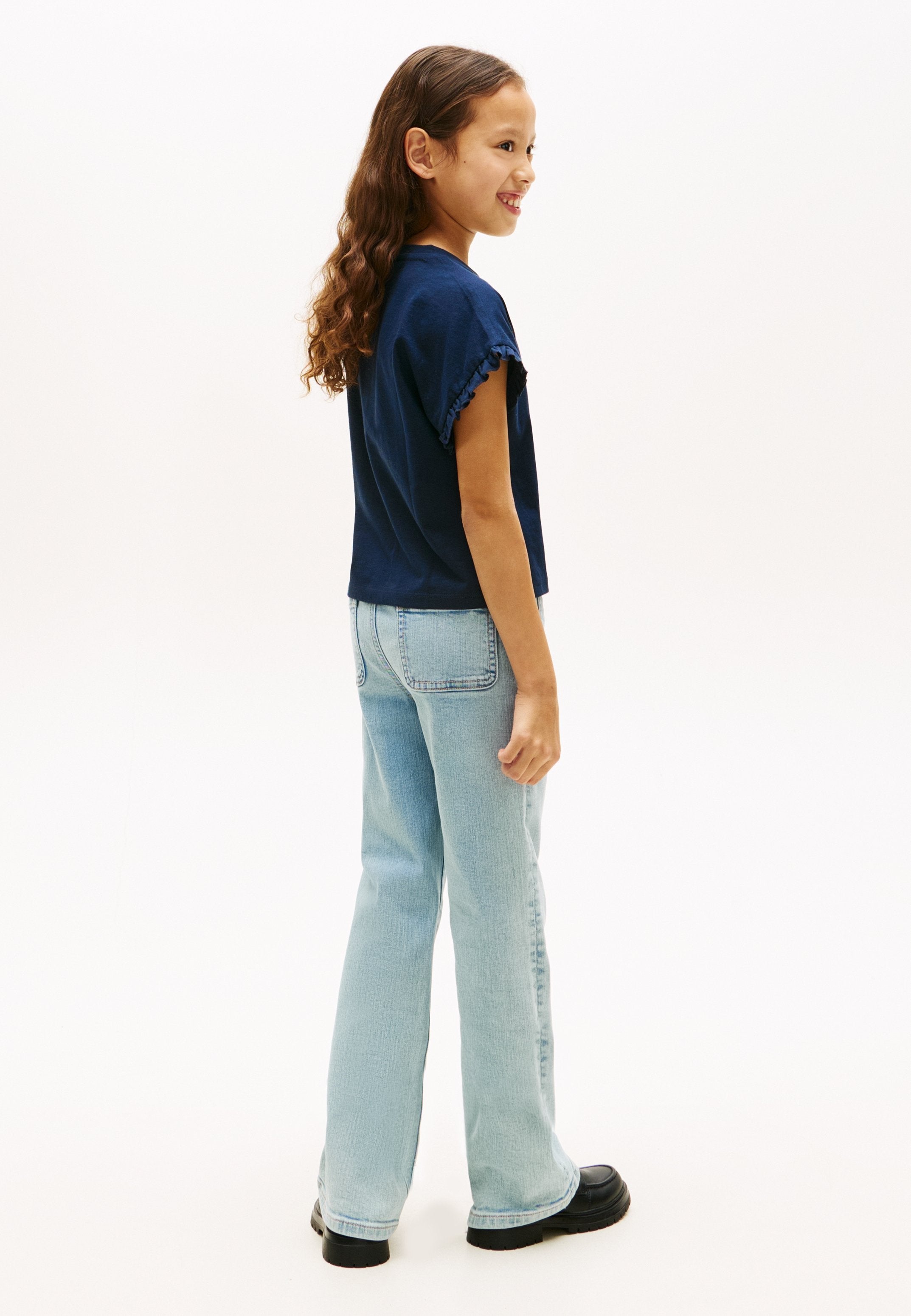 ESSENTIAL RUFFLE CUFF RELAXED TOP - Basic T-shirt - dark night navy