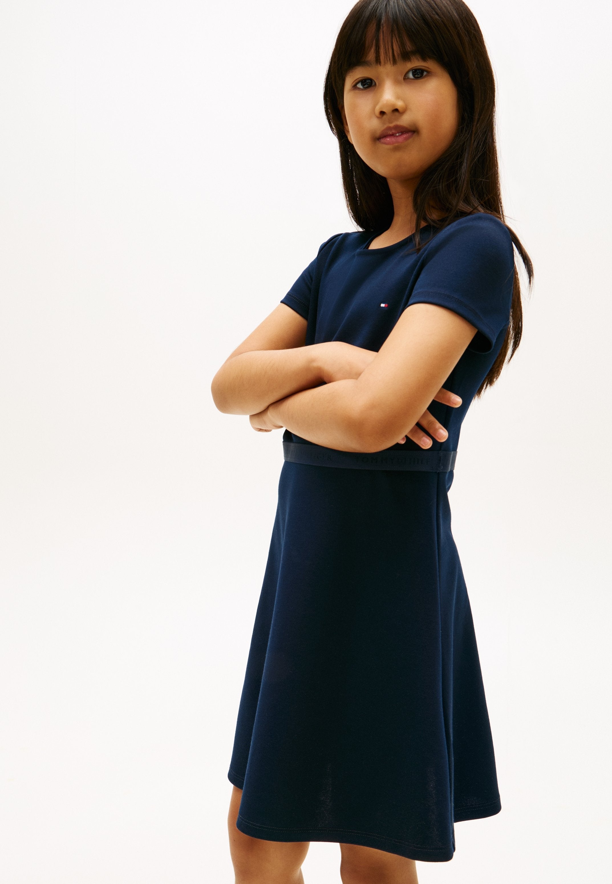 ROBE PATINEUSE INDISPENSABLE À MANCHES COURTES - Robe en jersey - bleu nuit foncé