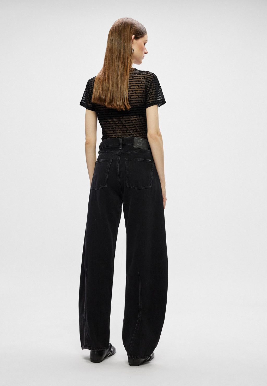 MID RISE BARREL LEG BLACK JEANS - Baggy Jeans - denim black