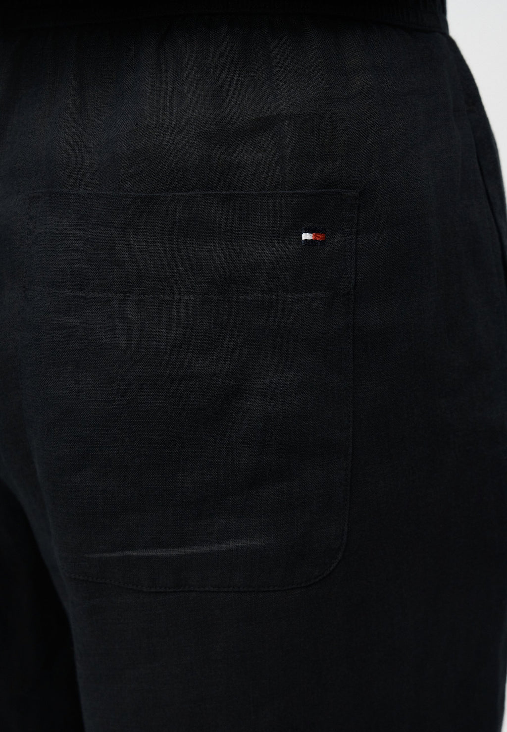 RELAXED WIDE LEG PURE LINEN TROUSERS - Trousers - black