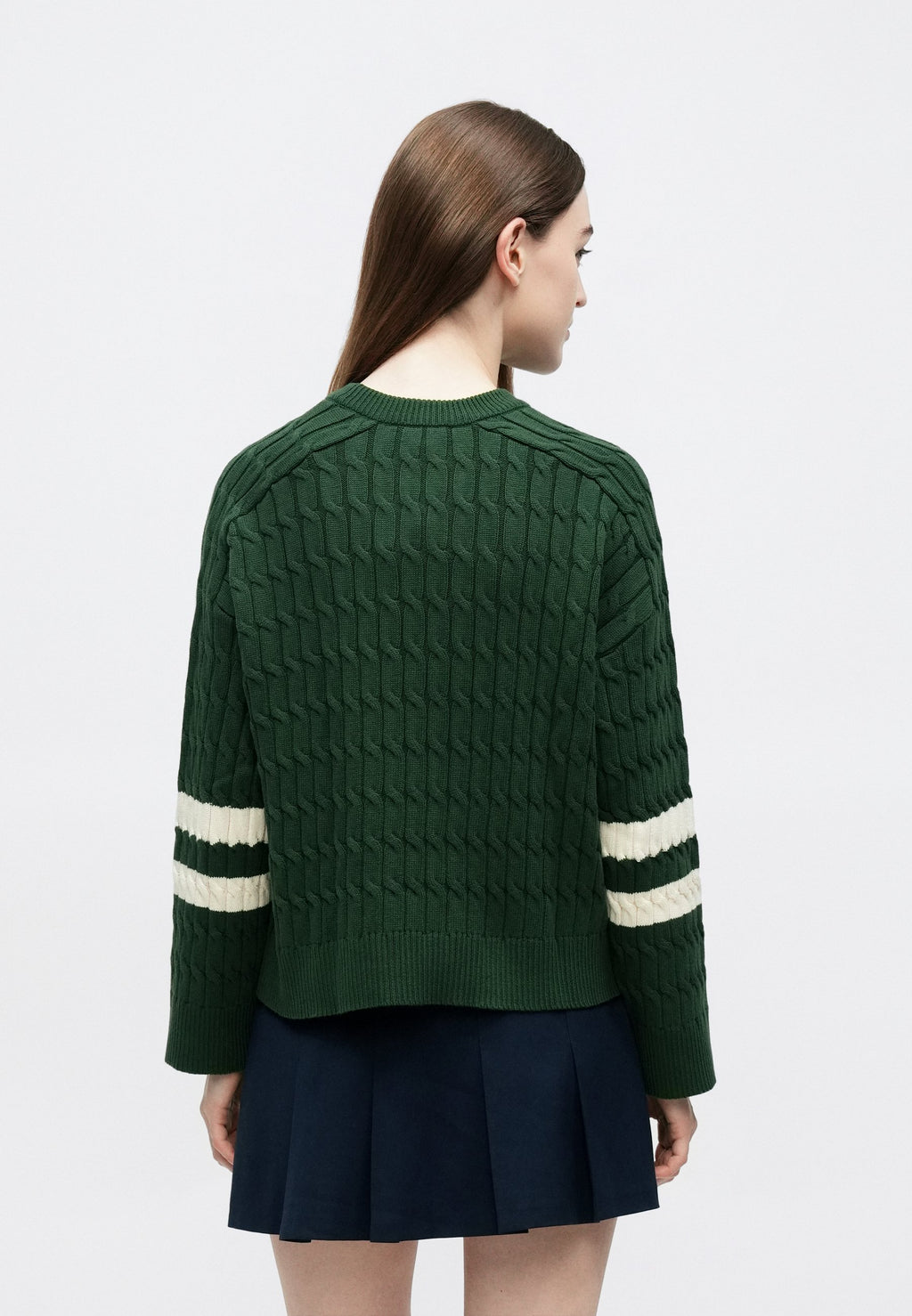 LOGO EMBROIDERY RELAXED CABLE KNIT JUMPER - Jumper - national forest