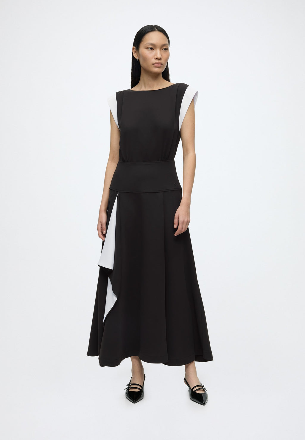 FRILL HEM MAXI - Day dress - black/white