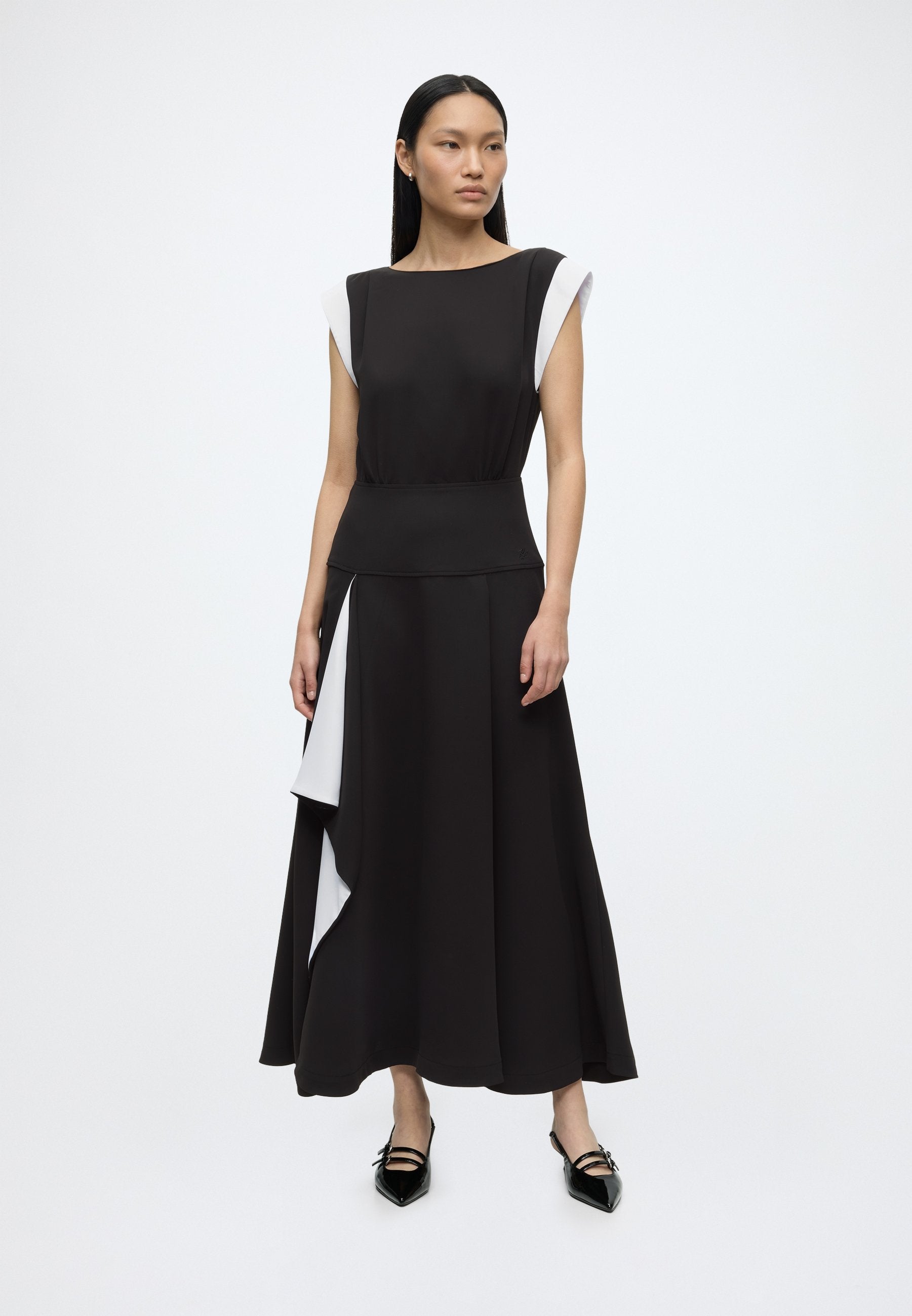 FRILL HEM MAXI - Day dress - black/white