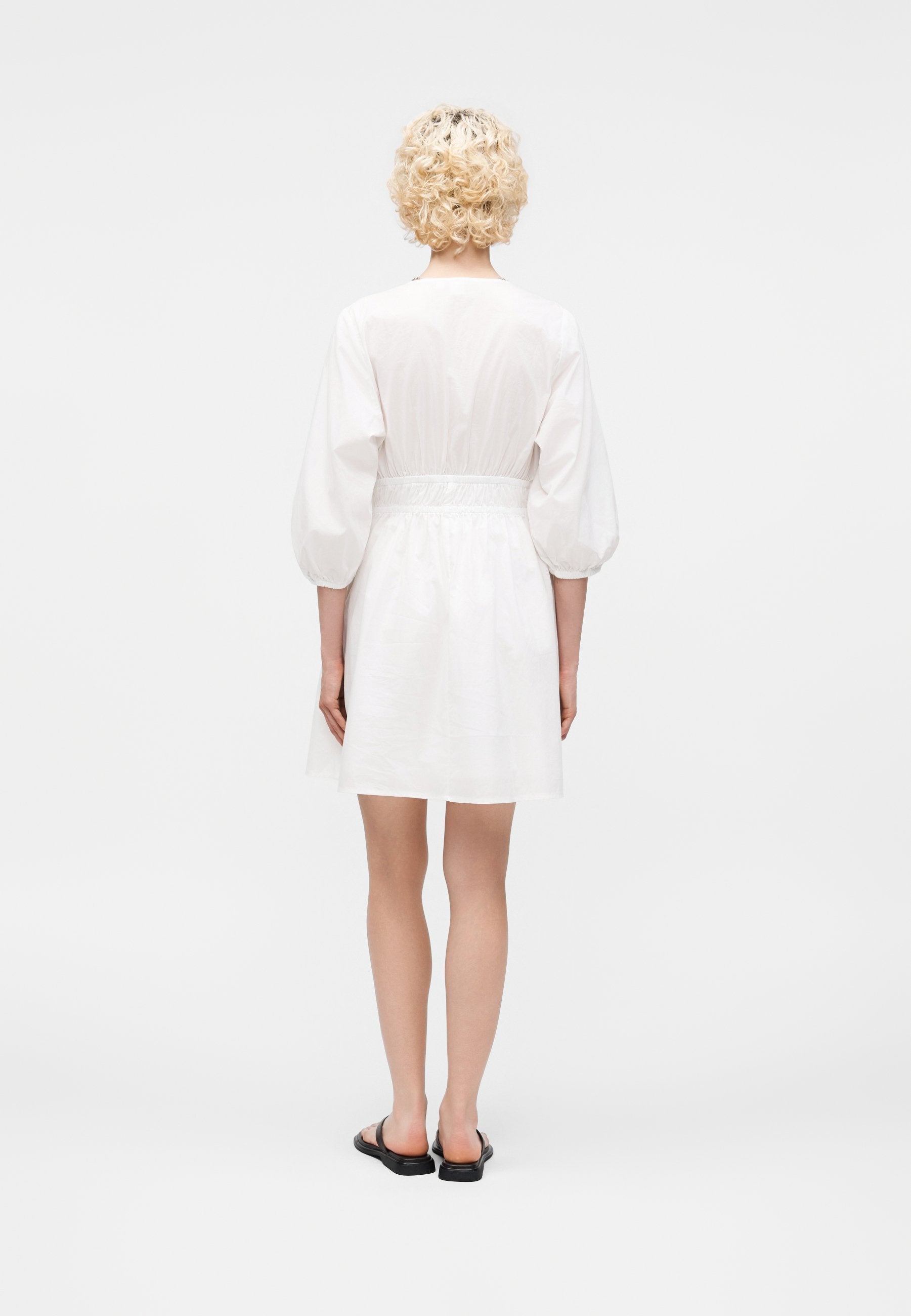 TIE NECK WAIST DRESS - Day dress - fresh white