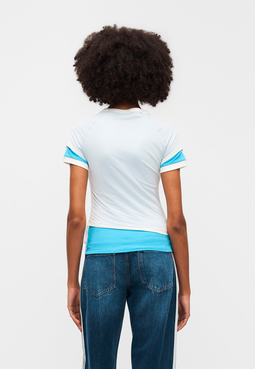 CALITEE SUPERPOSÉ - T-shirt imprimé - blanc cassé/sky rush