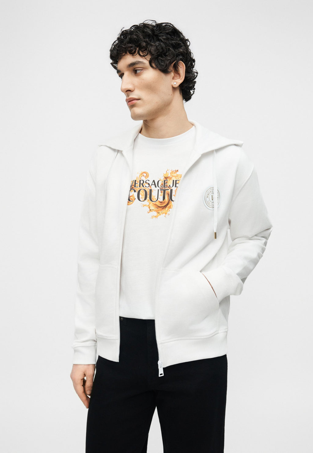 ZIP PATCH EMBLEM - Zip-up sweatshirt - white/gold-coloured
