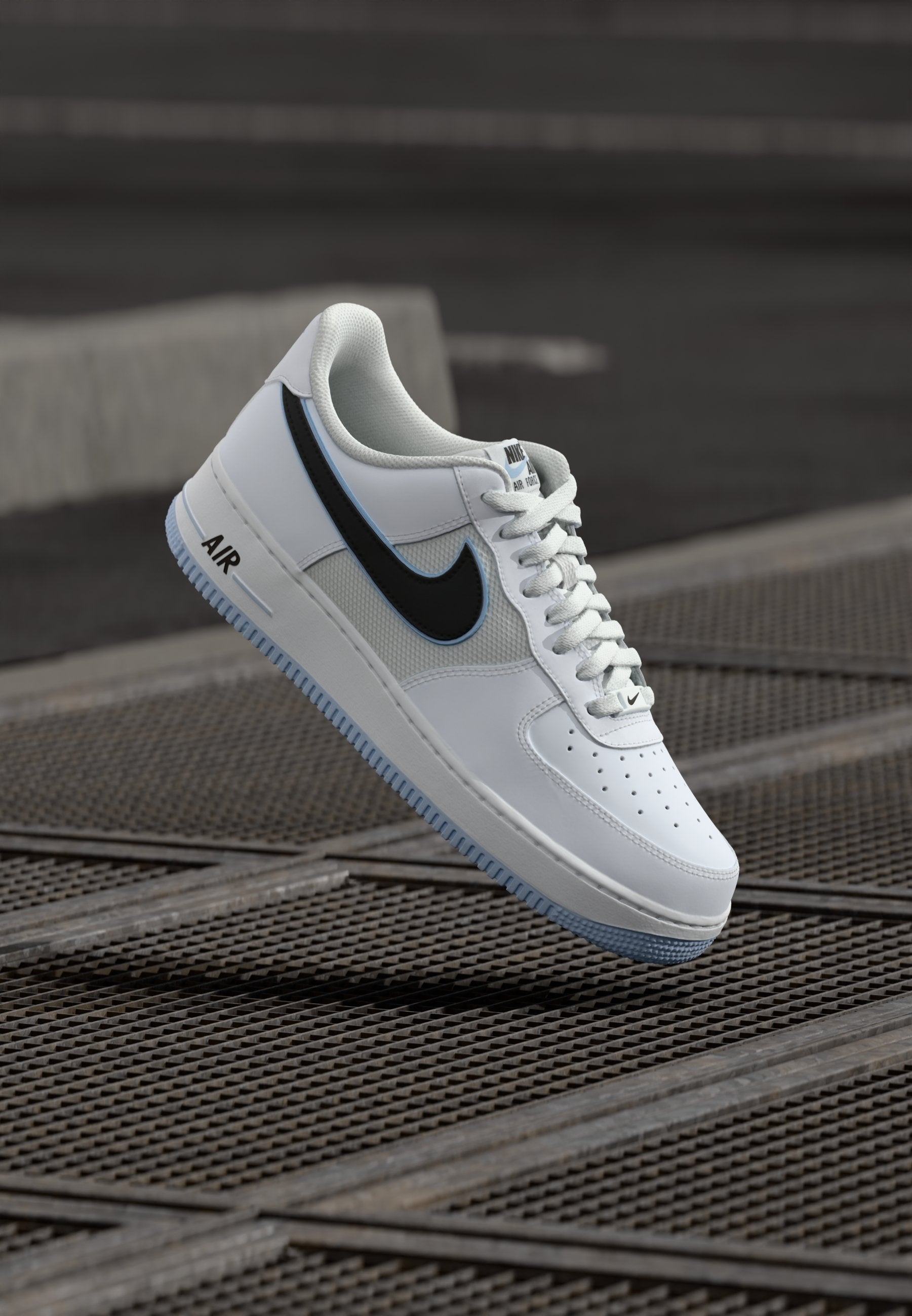 AIR FORCE 1 UNISEX - Trainers - white/black/hydrogen blue