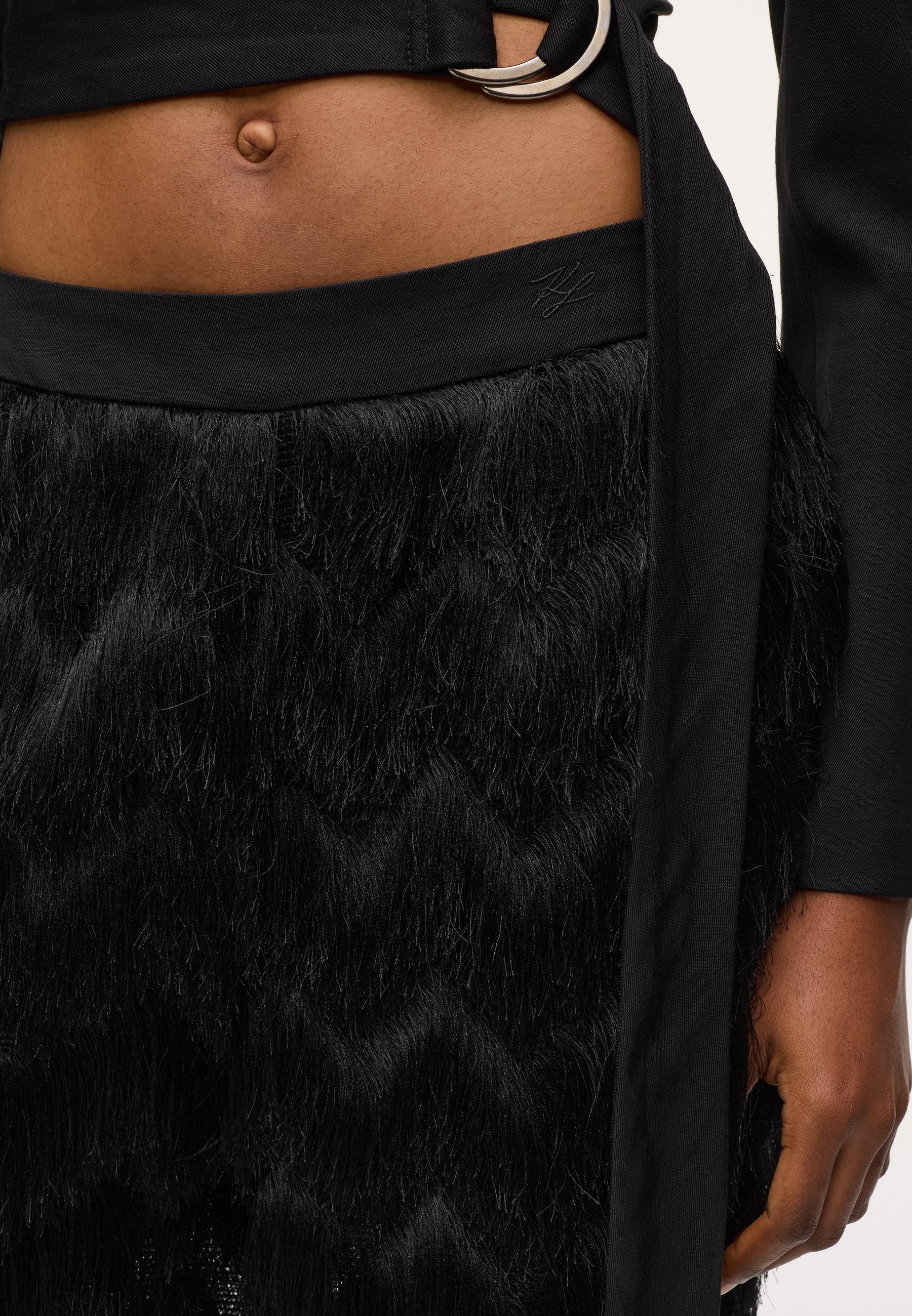 STUDIO FRINGE PANTS - Trousers - black