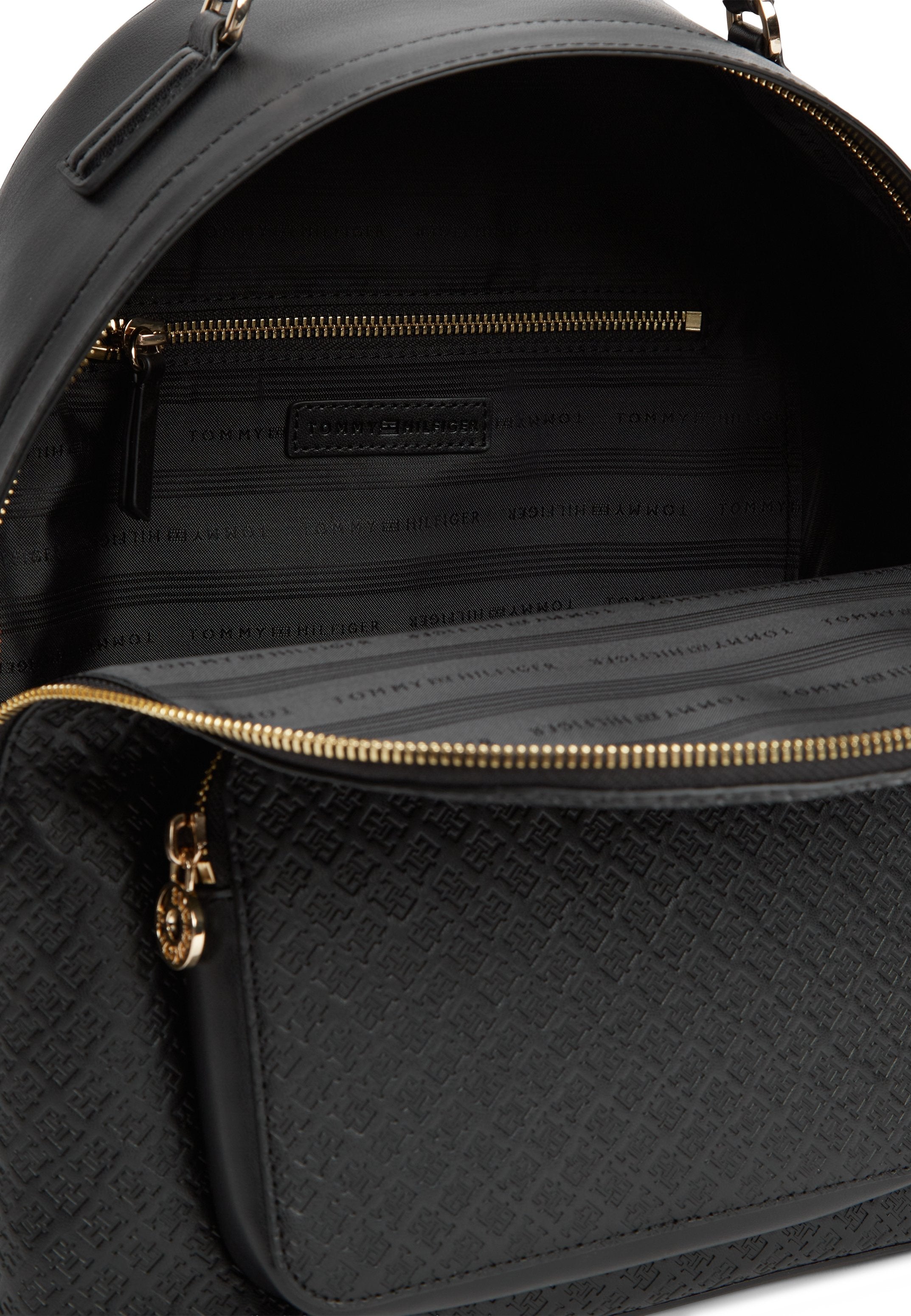 TH MONOGRAM DEBOSSED DOME BACKPACK - Rucksack - black