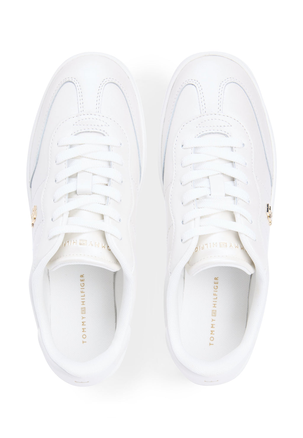 TH MONOGRAM METALLIC TRAINERS WITH LEATHER - Trainers - ecru