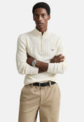 COTTON CABLE HALF ZIP - Jumper - cream