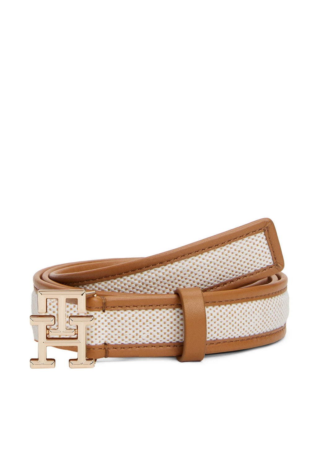 TH MONOGRAM CANVAS LEATHER BELT - Belt - brown
