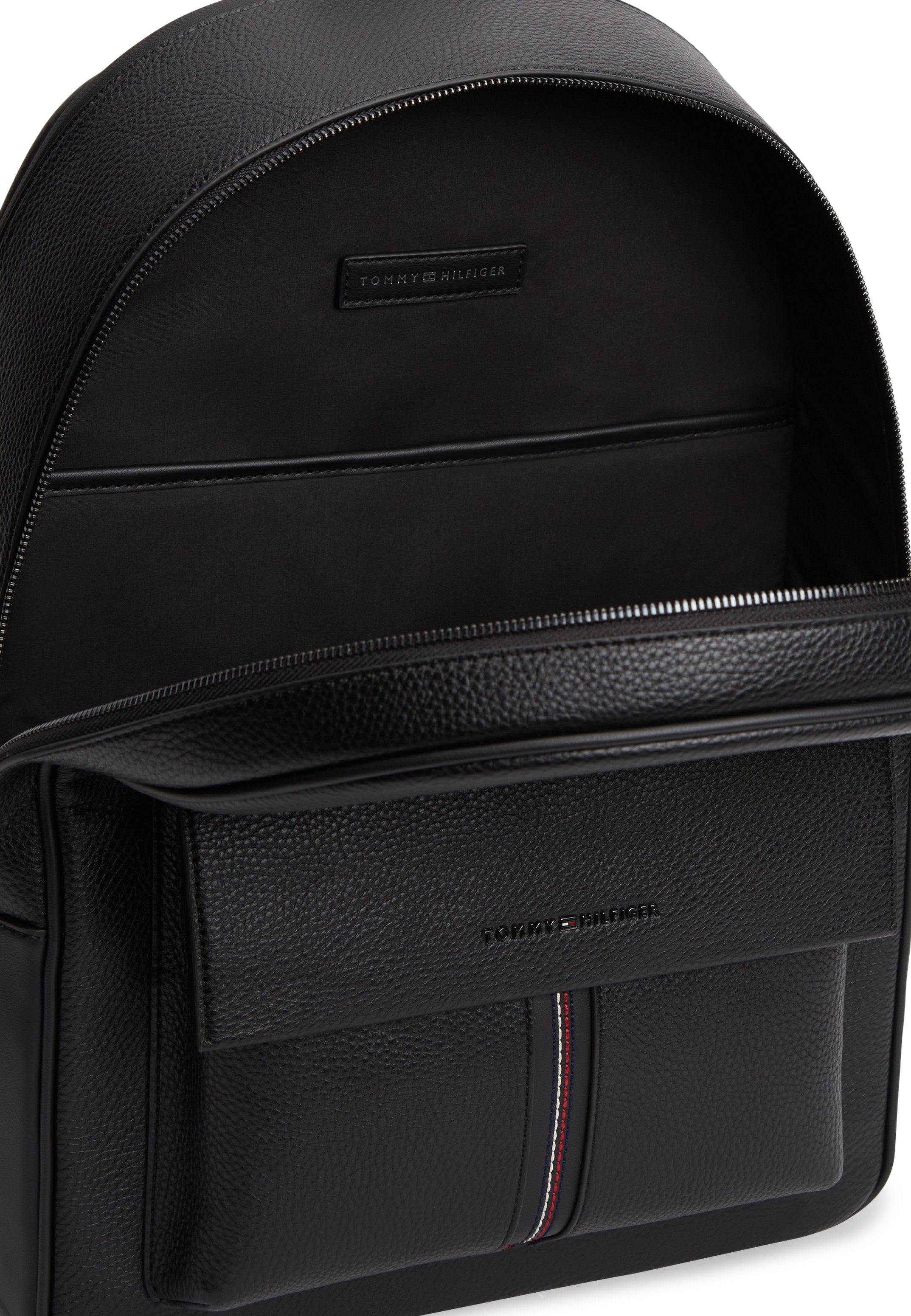 FLAP POCKET PEBBLE GRAIN DOME BACKPACK - Rucksack - black