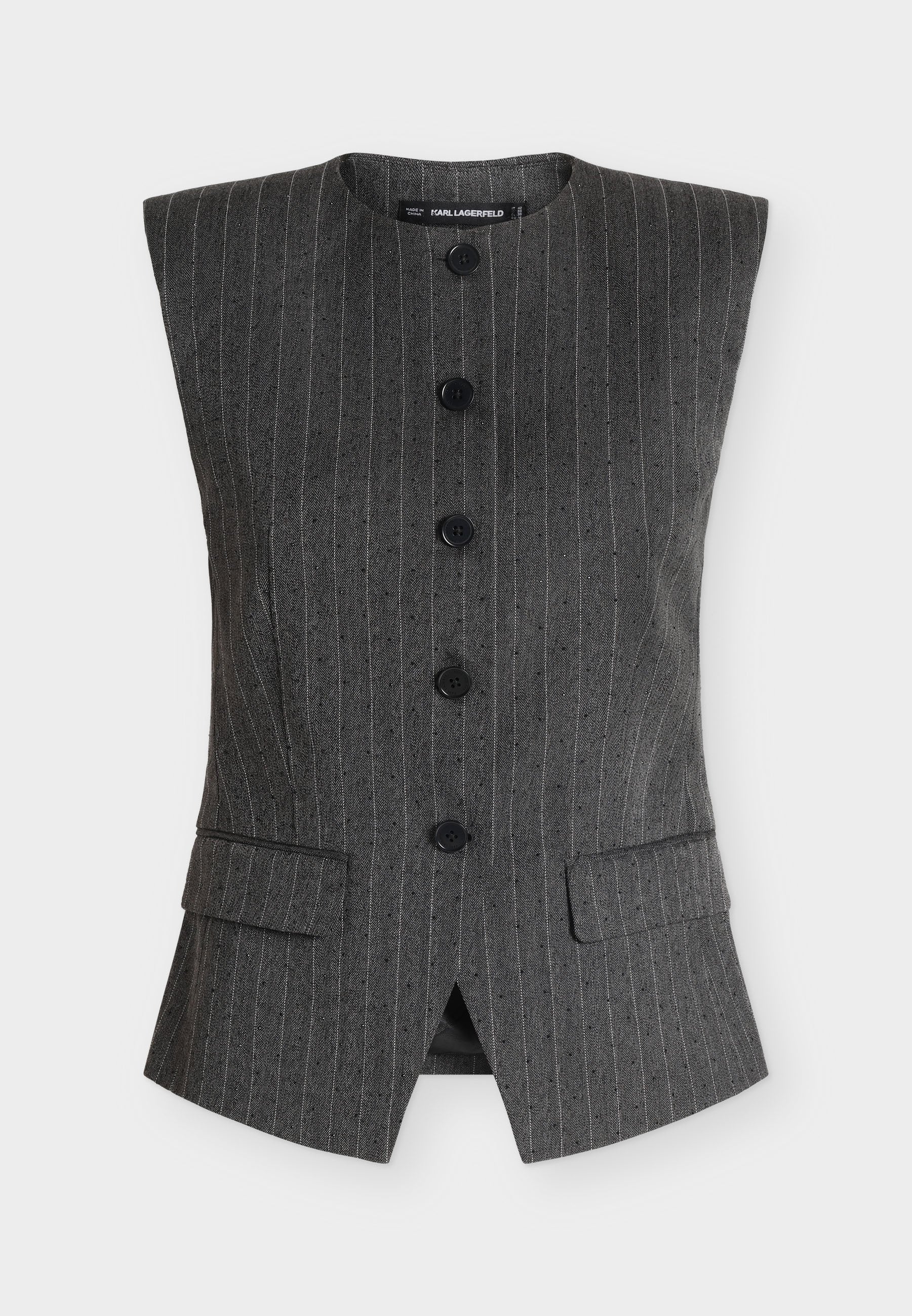 PINSTRIPE TAILORED BLOUSE - Waistcoat - grey melange