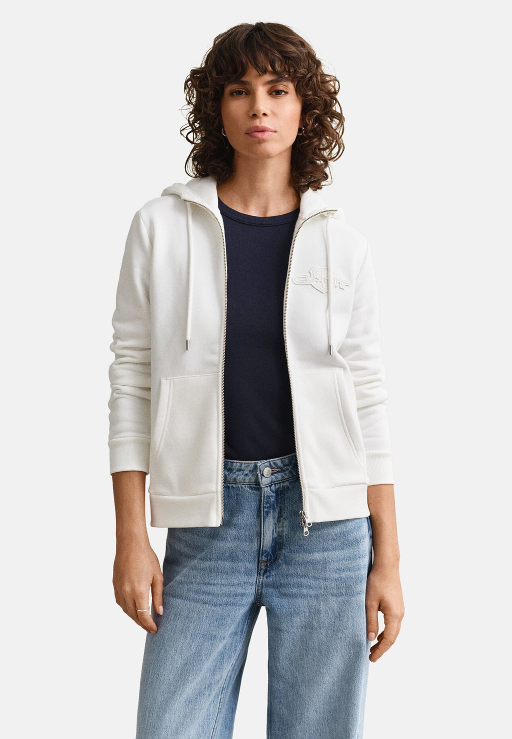 Zip-up sweatshirt - eggshell