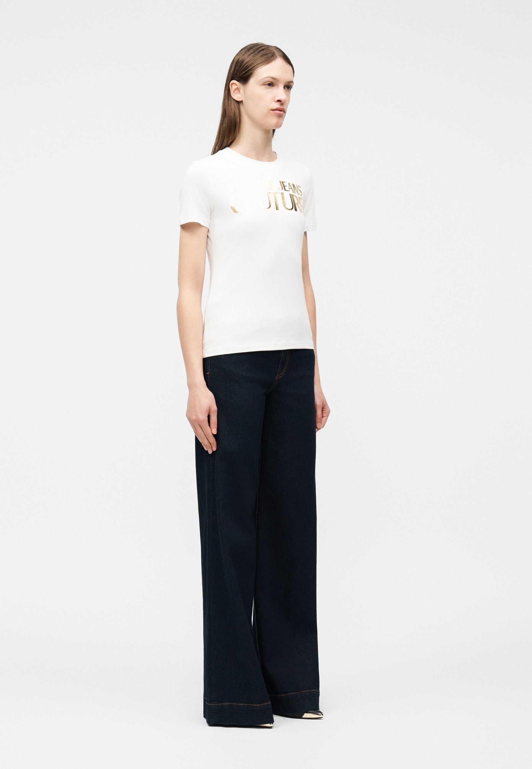 Print T-shirt - white/gold-coloured