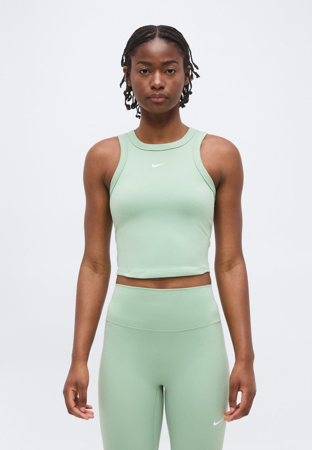 ONE FITTED CROP TANK - Top - steam/white