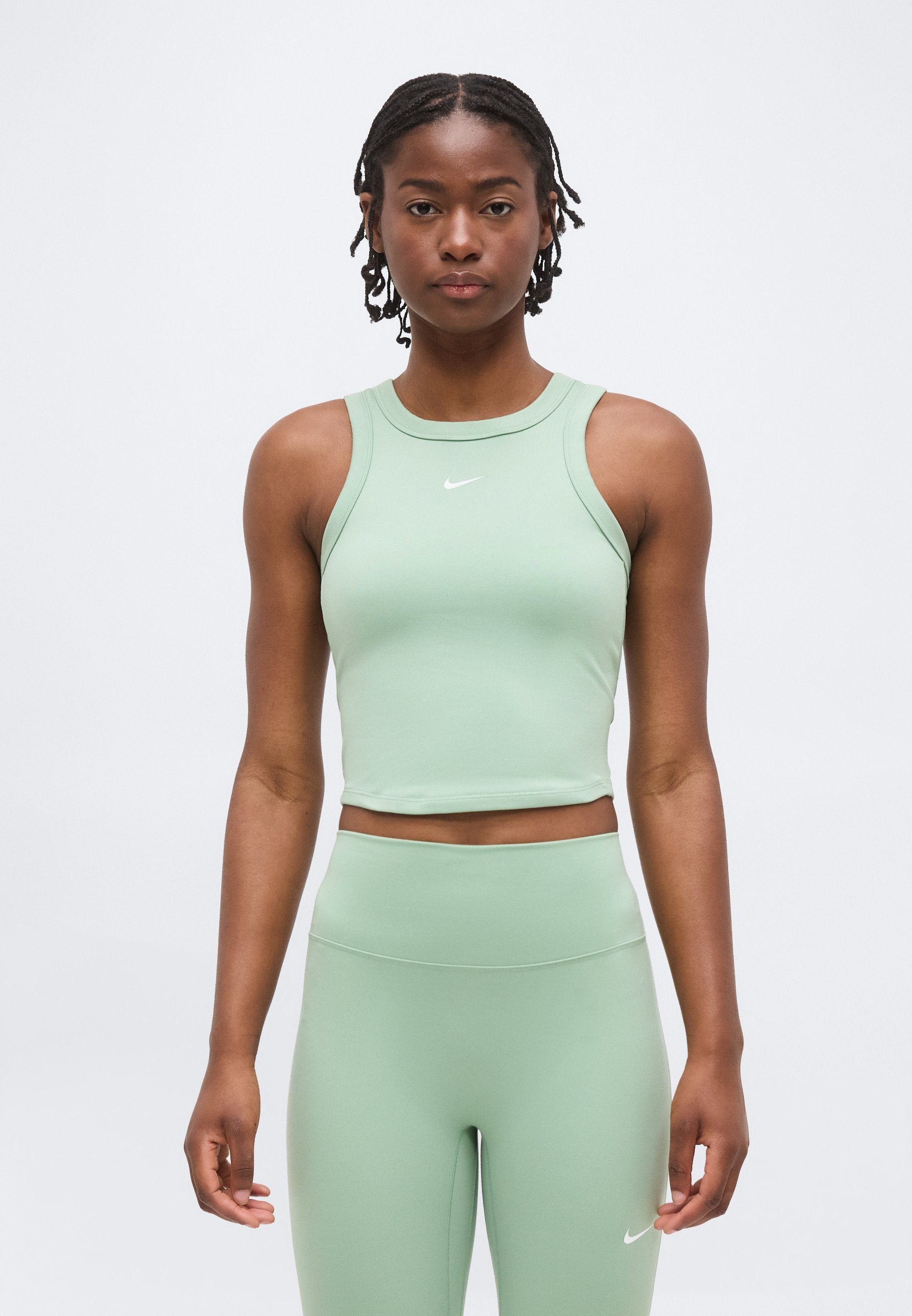 ONE FITTED CROP TANK - Top - steam/white