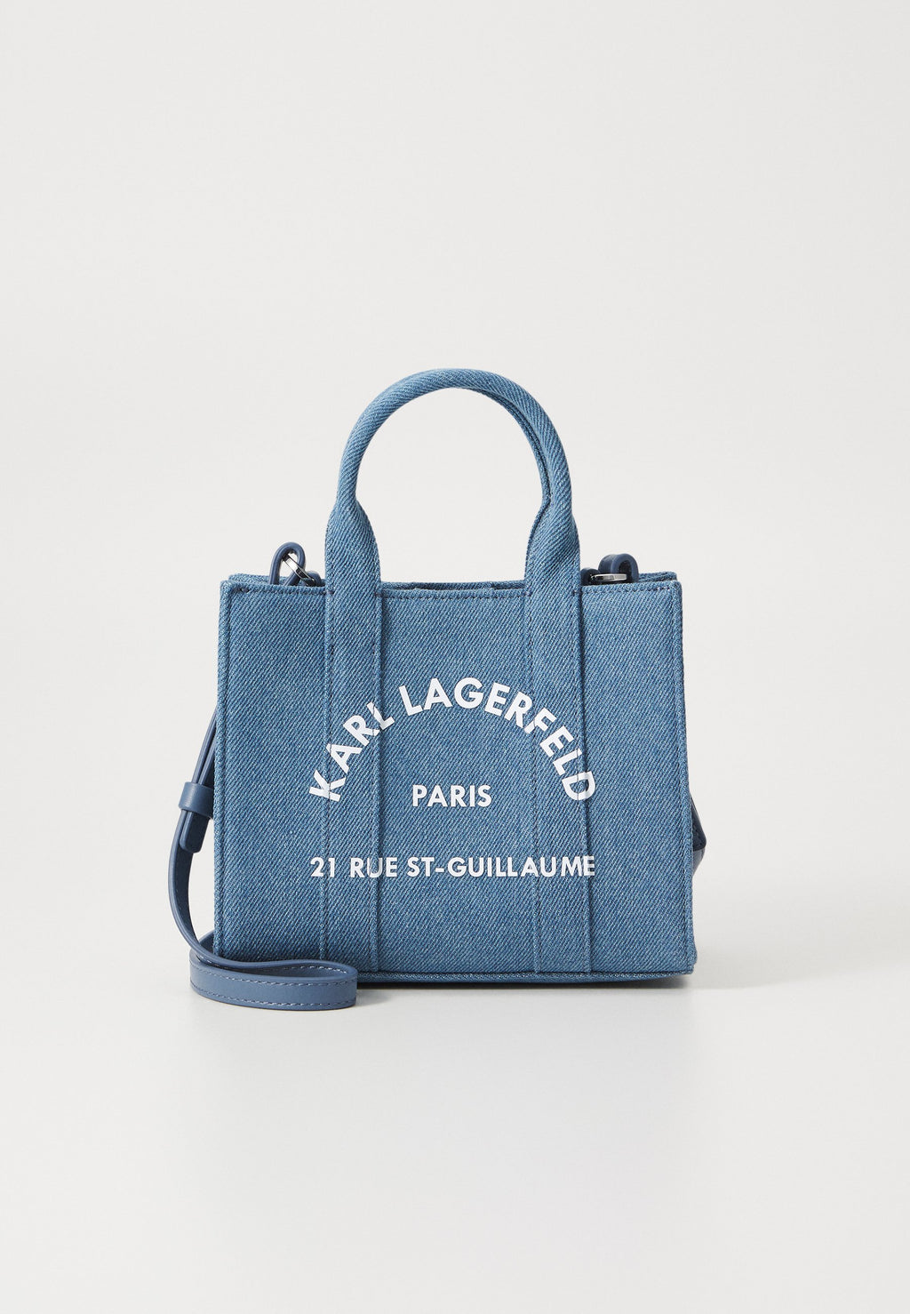 SQUARE - Handbag - denim/white