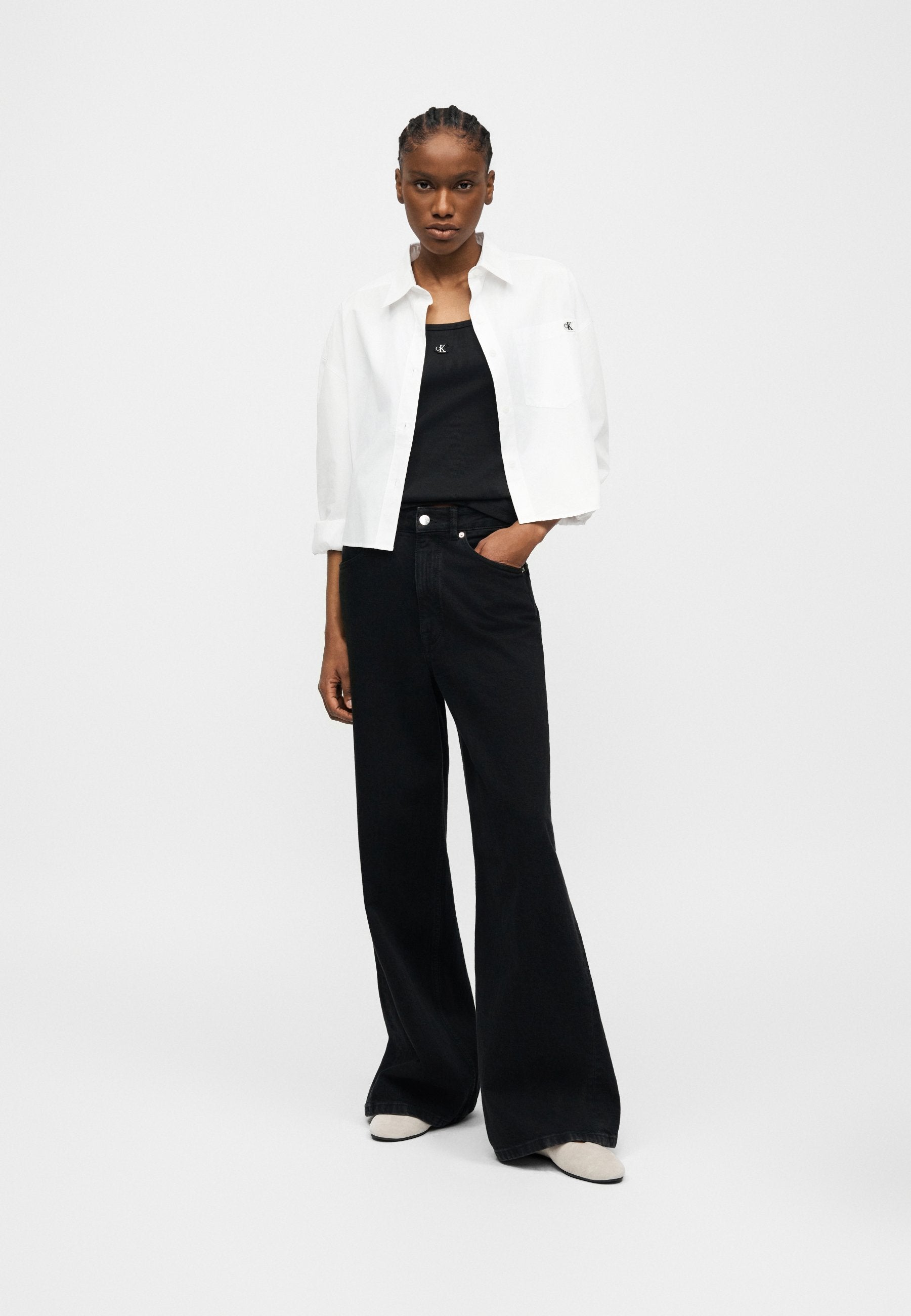 CROPPED - Button-down blouse - brilliant white