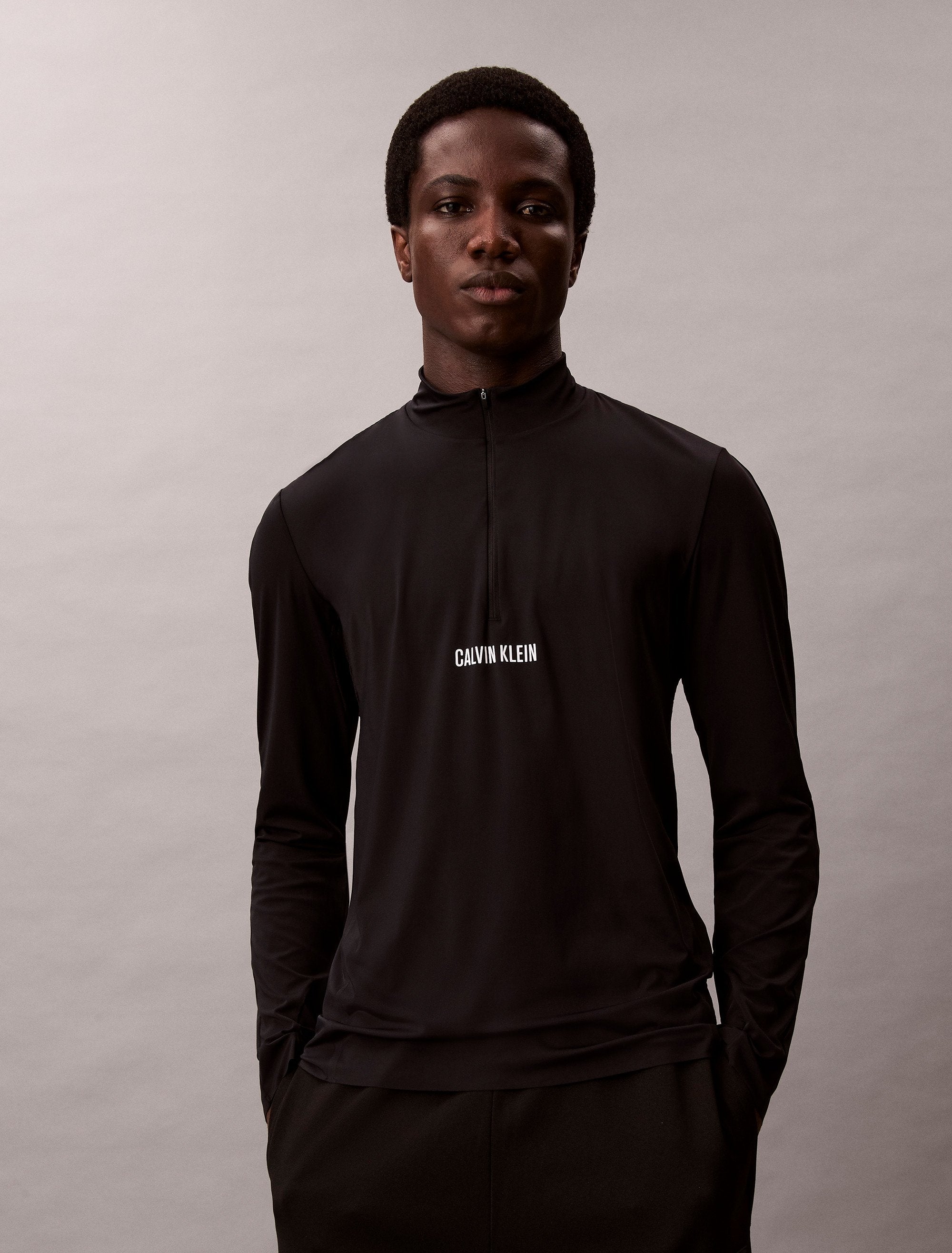 SPORT 1/4 ZIP - Long sleeved top - black