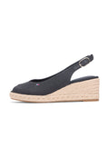 HEMP SLINGBACK WEDGE ESPADRILLES - Peep toes - black
