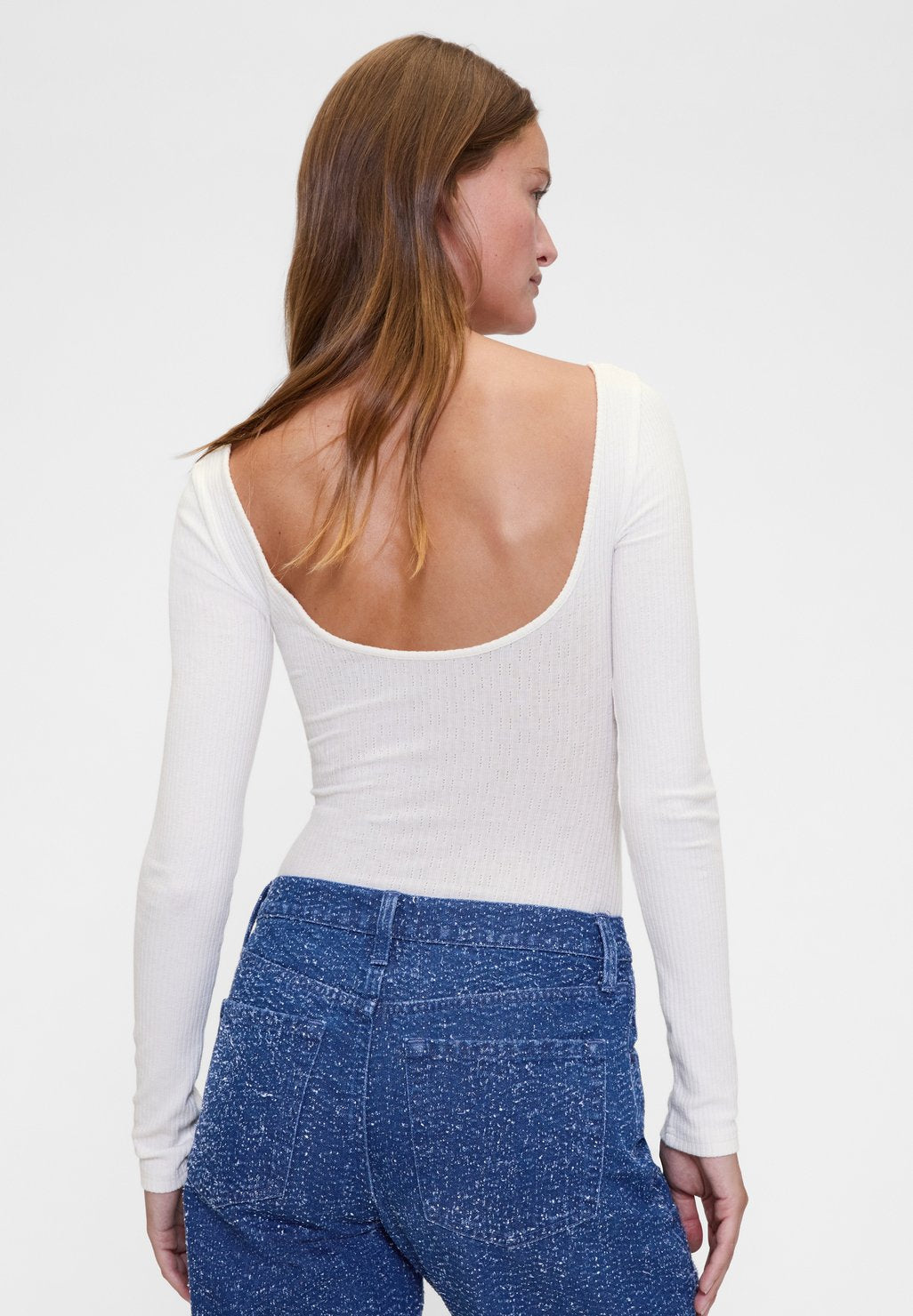 GAPSTUDIO POINTELLE BODYSUIT - Long sleeved top - white