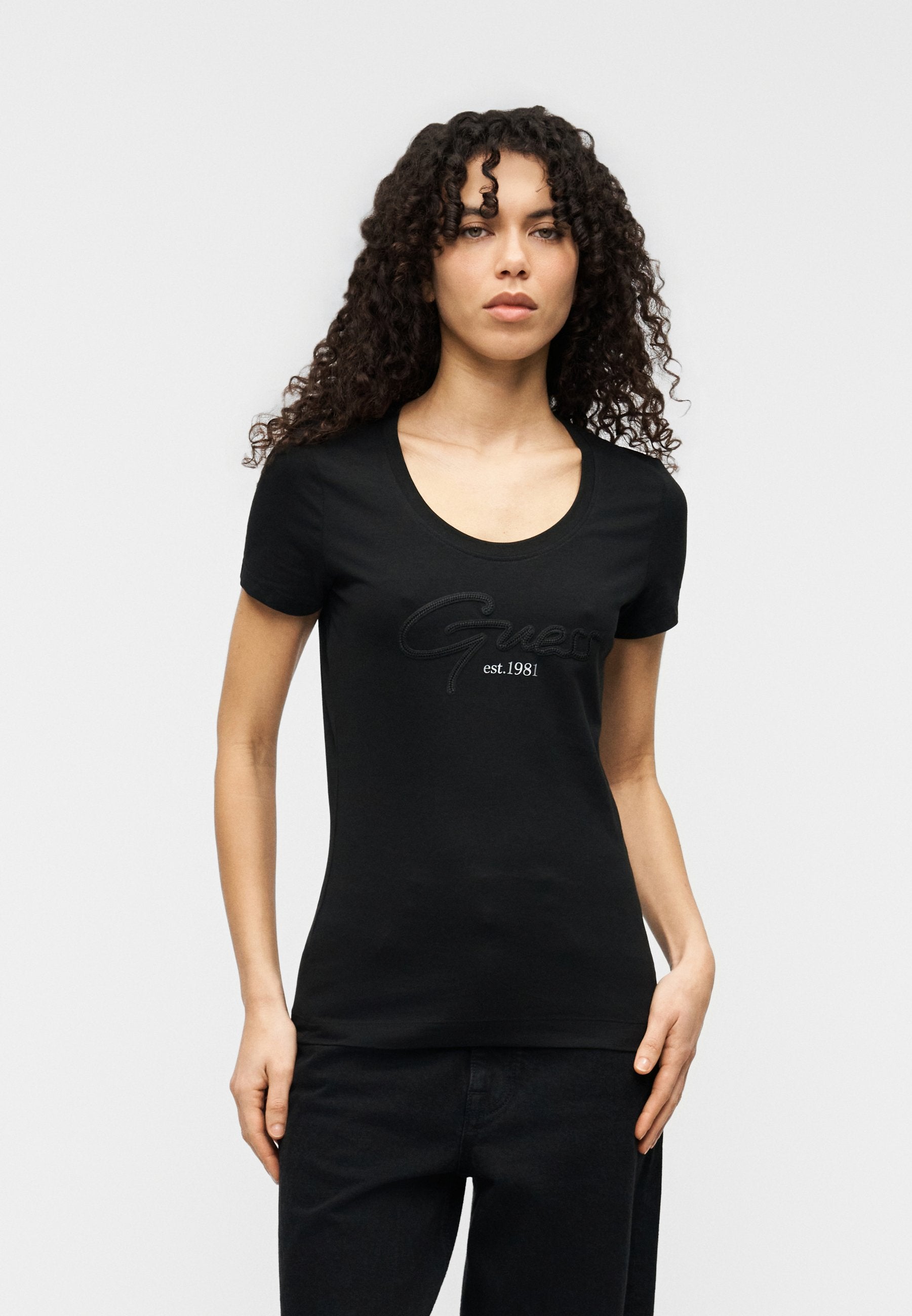 SCRIPT TEE - Print T-shirt - jet black