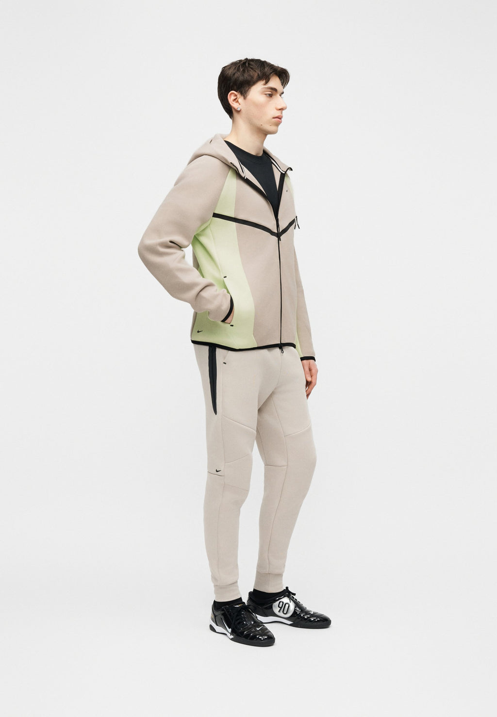 M NK TECH FLC PRO WR FZ JACKET - Sweat zippé - cream/liquid lime/black