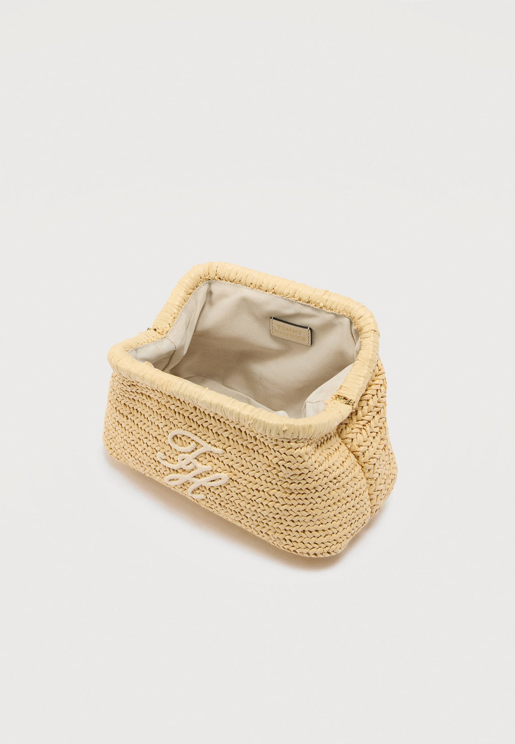POCHETTE LOGO TEXTURÉE RAFFIA - Pochette - beige
