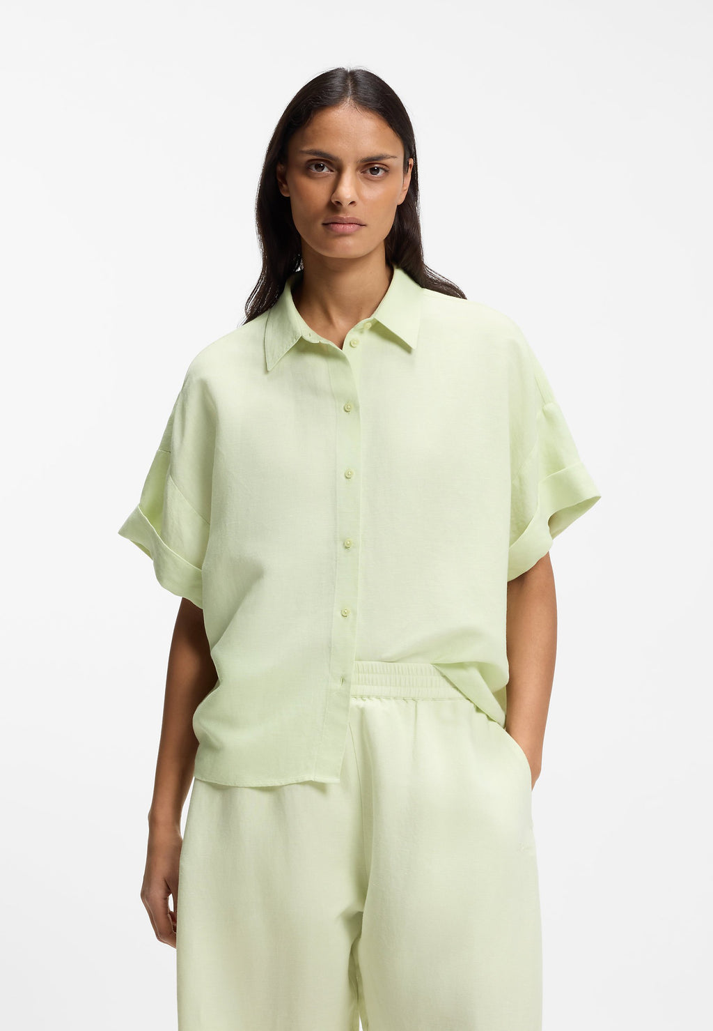 C_BISENAS - Button-down blouse - bright green
