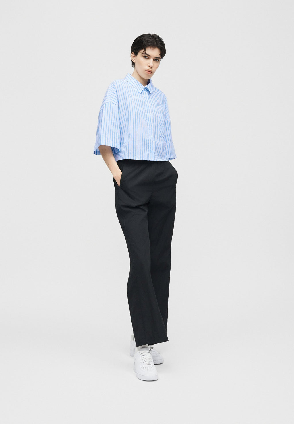 Button-down blouse - light blue