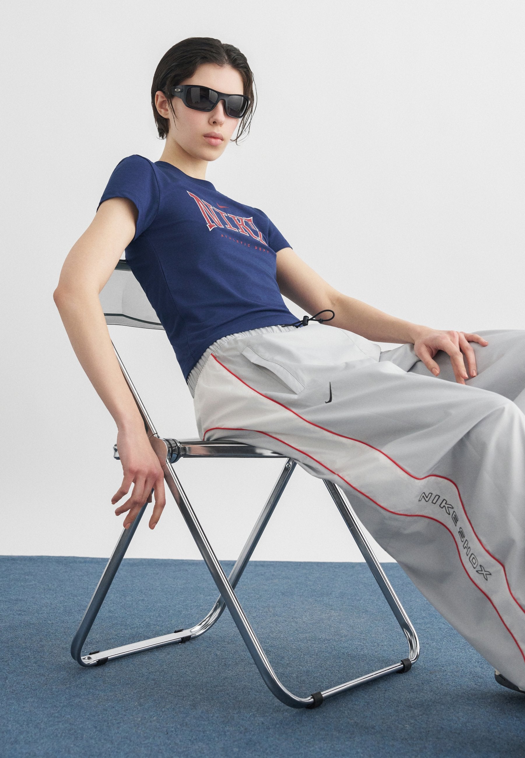 CROP LEAGUE TEE - Baskılı tişört - gece mavisi