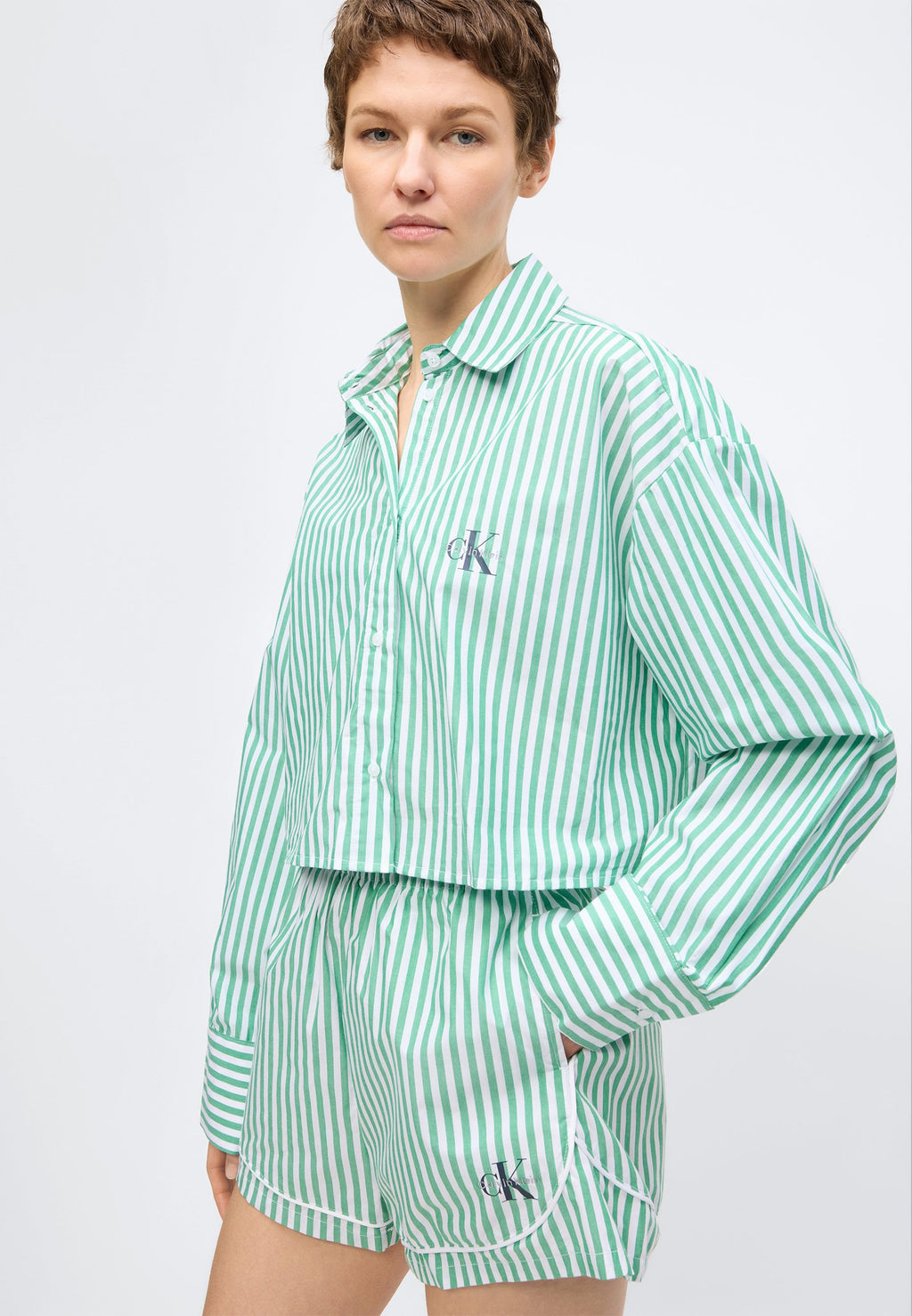 CROPPED SHIRT - Pyjama top - mardi gras green