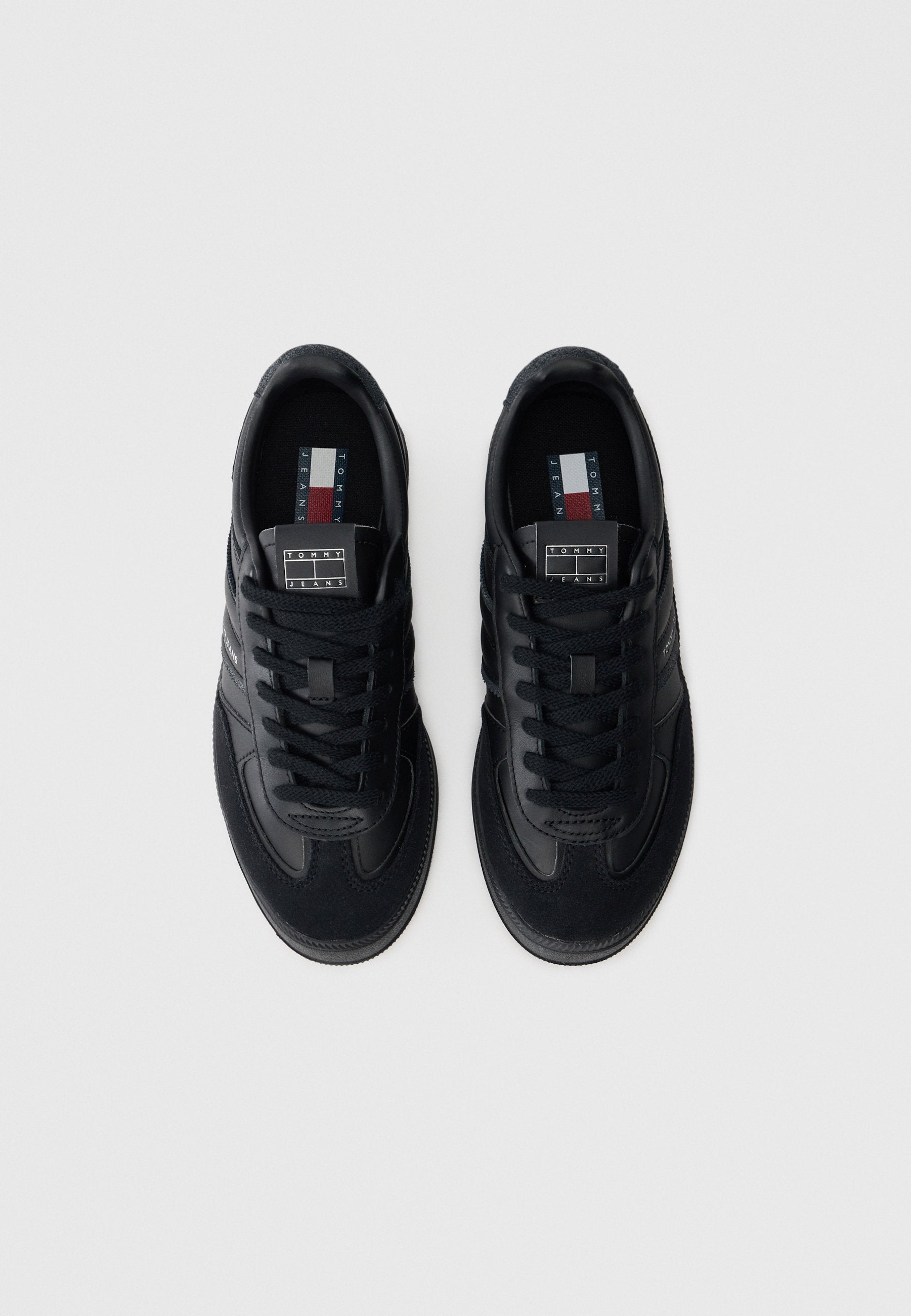 THE GREENWICH LEATHER MIXED TEXTURE PLATFORM TRAINERS - Trainers - black/silver-coloured