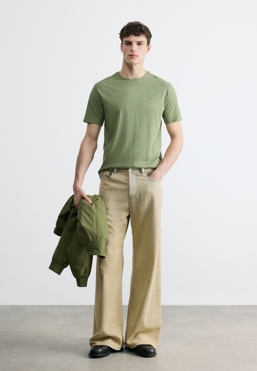 REG SHIELD SS T-SHIRT - Basic T-shirt - dark cactus melange