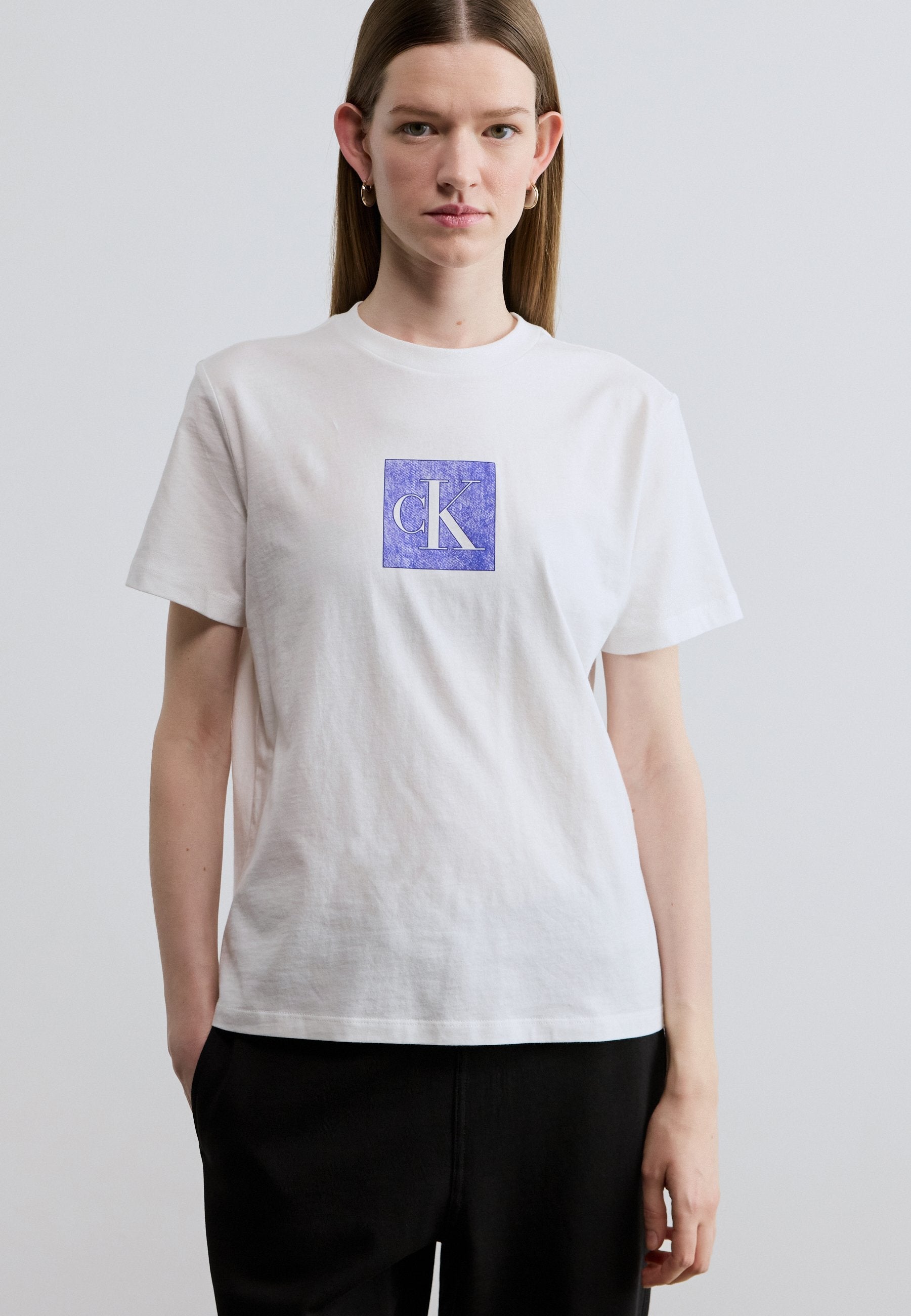 CLASSIC FIT MONOGRAM TEE - Print T-shirt - bright white