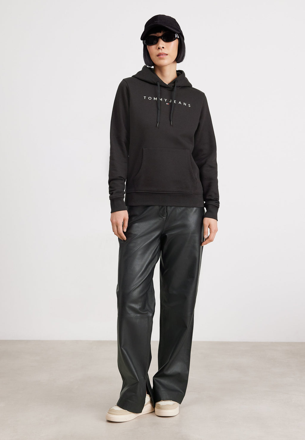 LINEAR LOGO FLEECE DRAWSTRING HOODY - Hoodie - black
