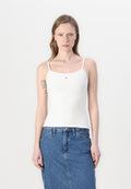 FLAG EMBROIDERY SLIM SPAGHETTI STRAP TOP - Top - ecru