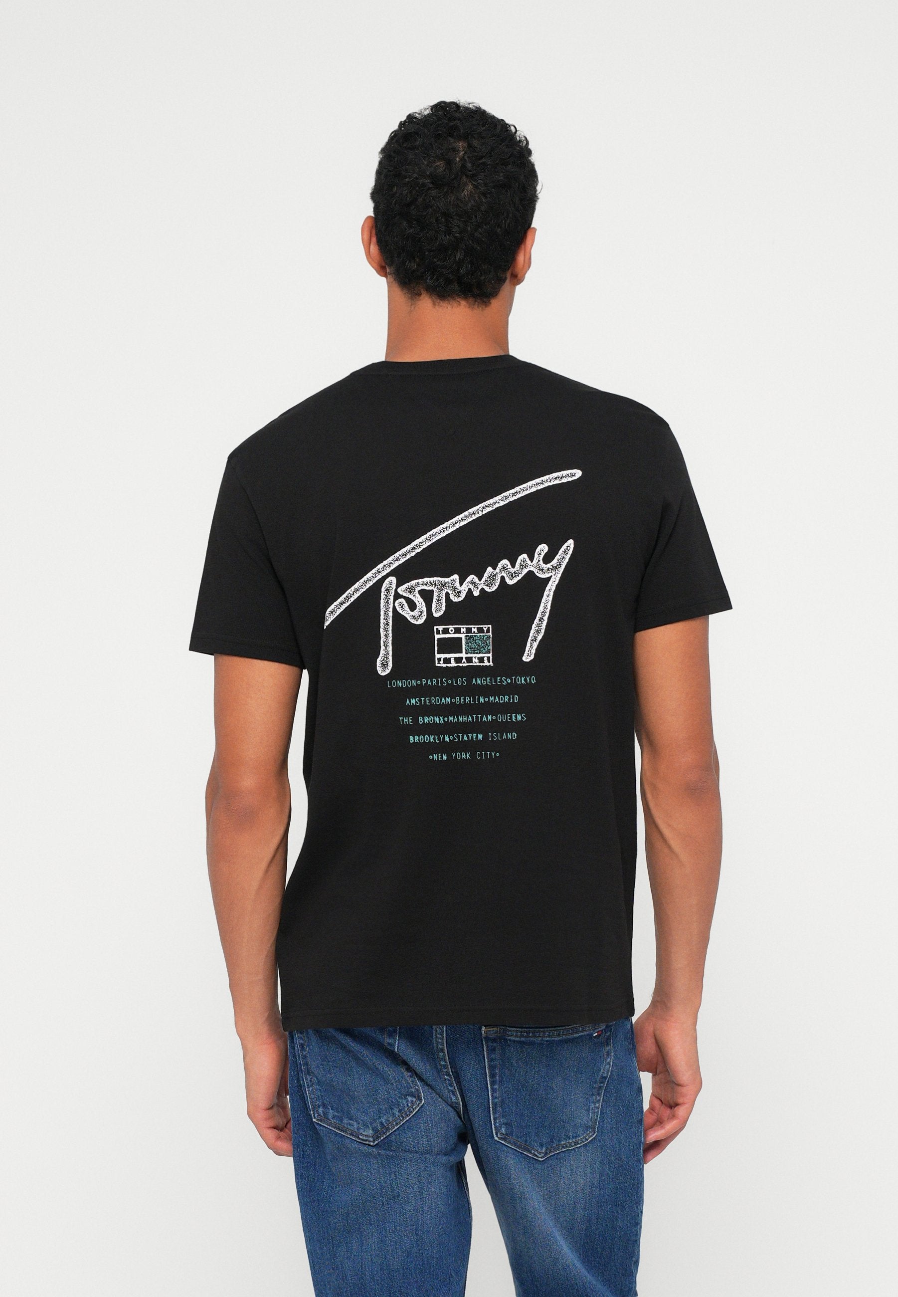 TEE-SHIRT RAS DU COU LOGO DOS SIGNATURE - Tee-shirt imprimé - black