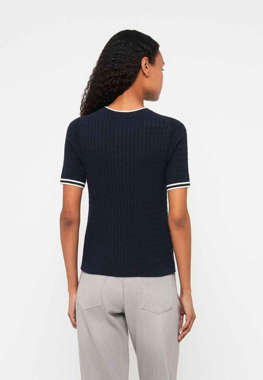 CABLE FINE - Basic T-shirt - dark night navy
