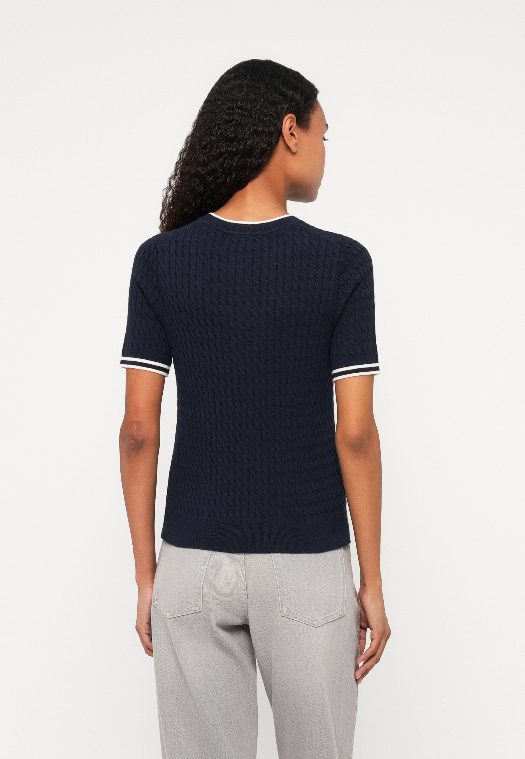 CABLE FINE - Basic T-shirt - dark night navy