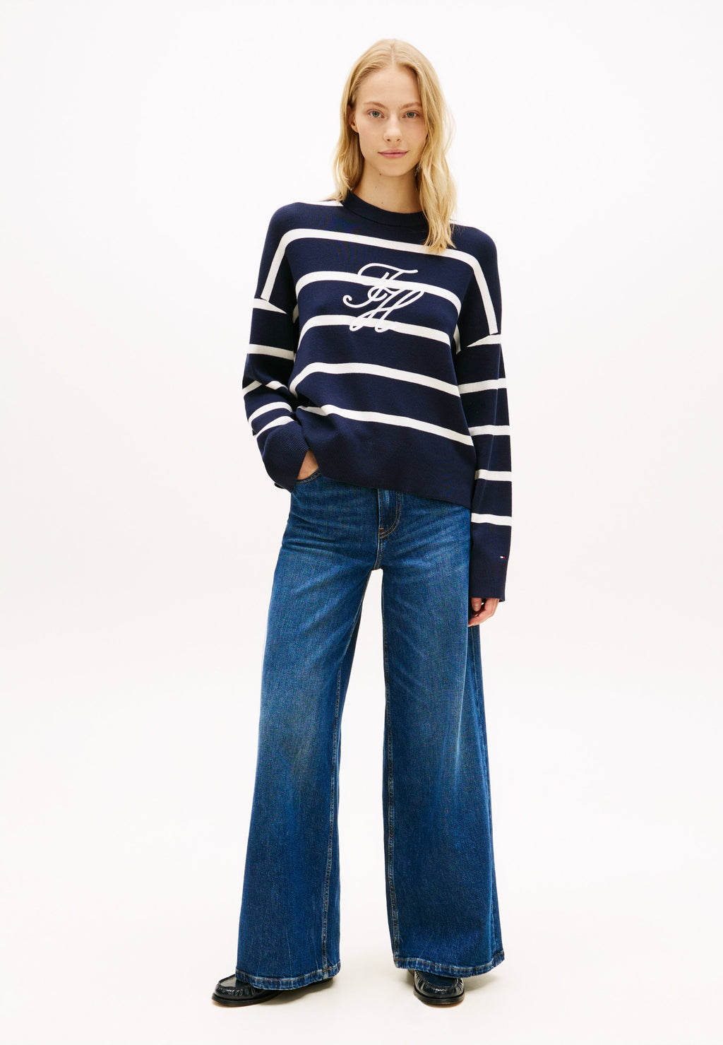FULL NEEDLE GRAFİK SWEATER - CO FULL NEEDLE - Jumper - dark night/ivory petal