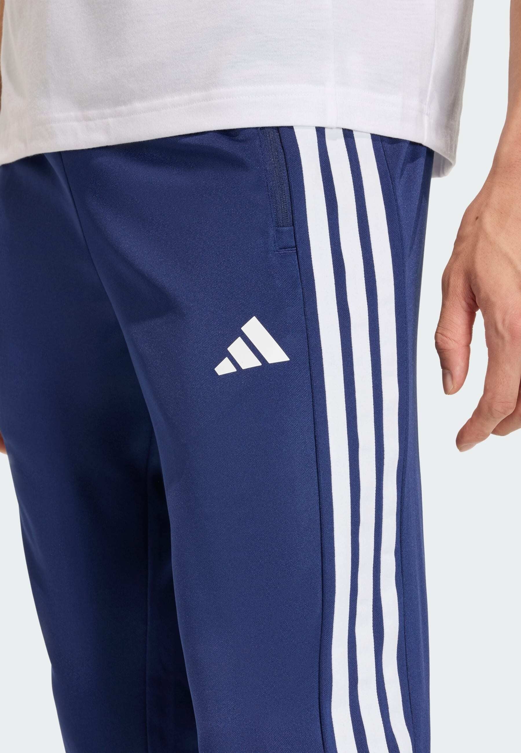 WORKOUT ESSENTIALS ALL-SET 3 STRIPES KNIT - Tracksuit bottoms - dark blue white