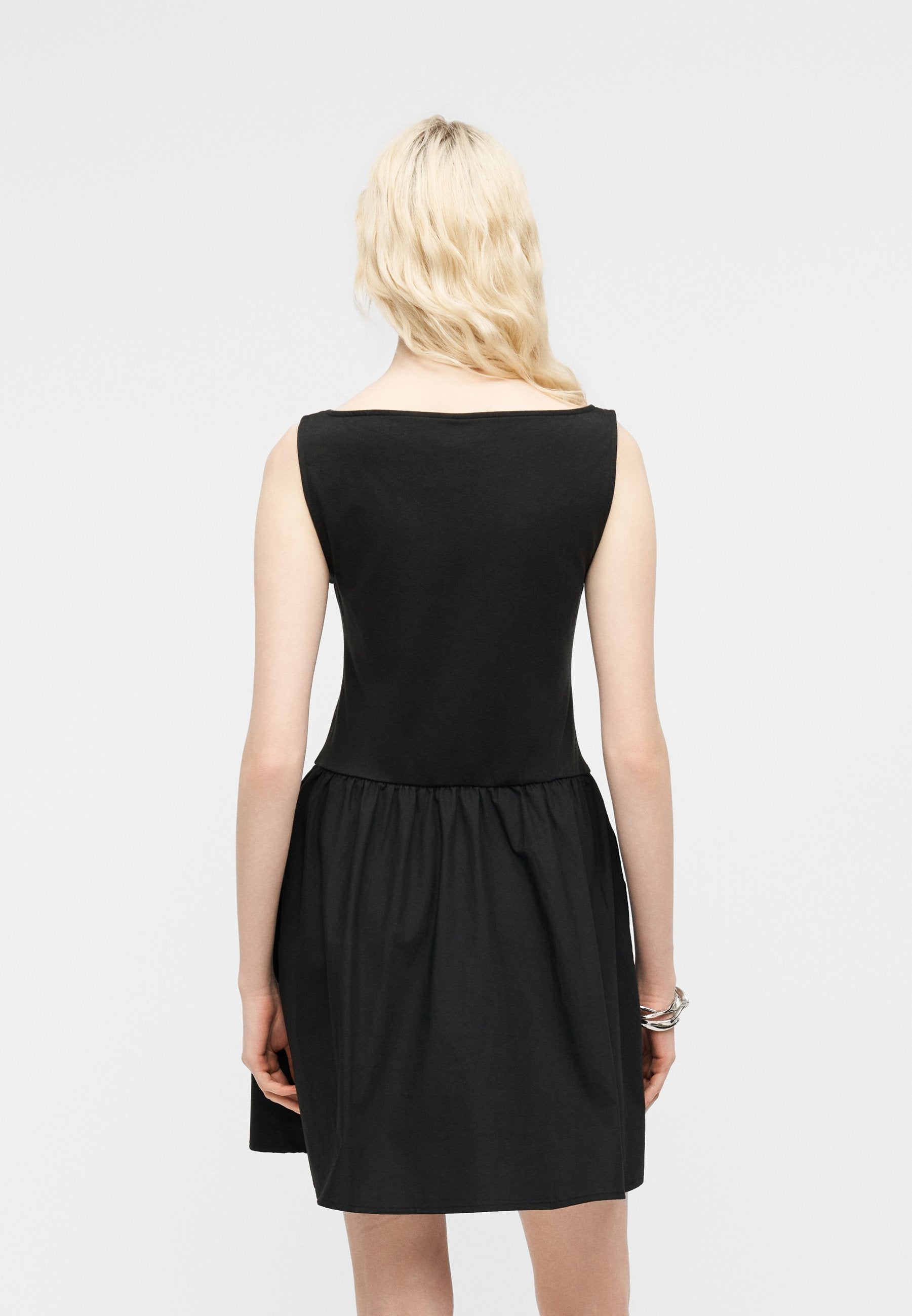 MIXED MEDIA DRESS - Jersey dress - true black