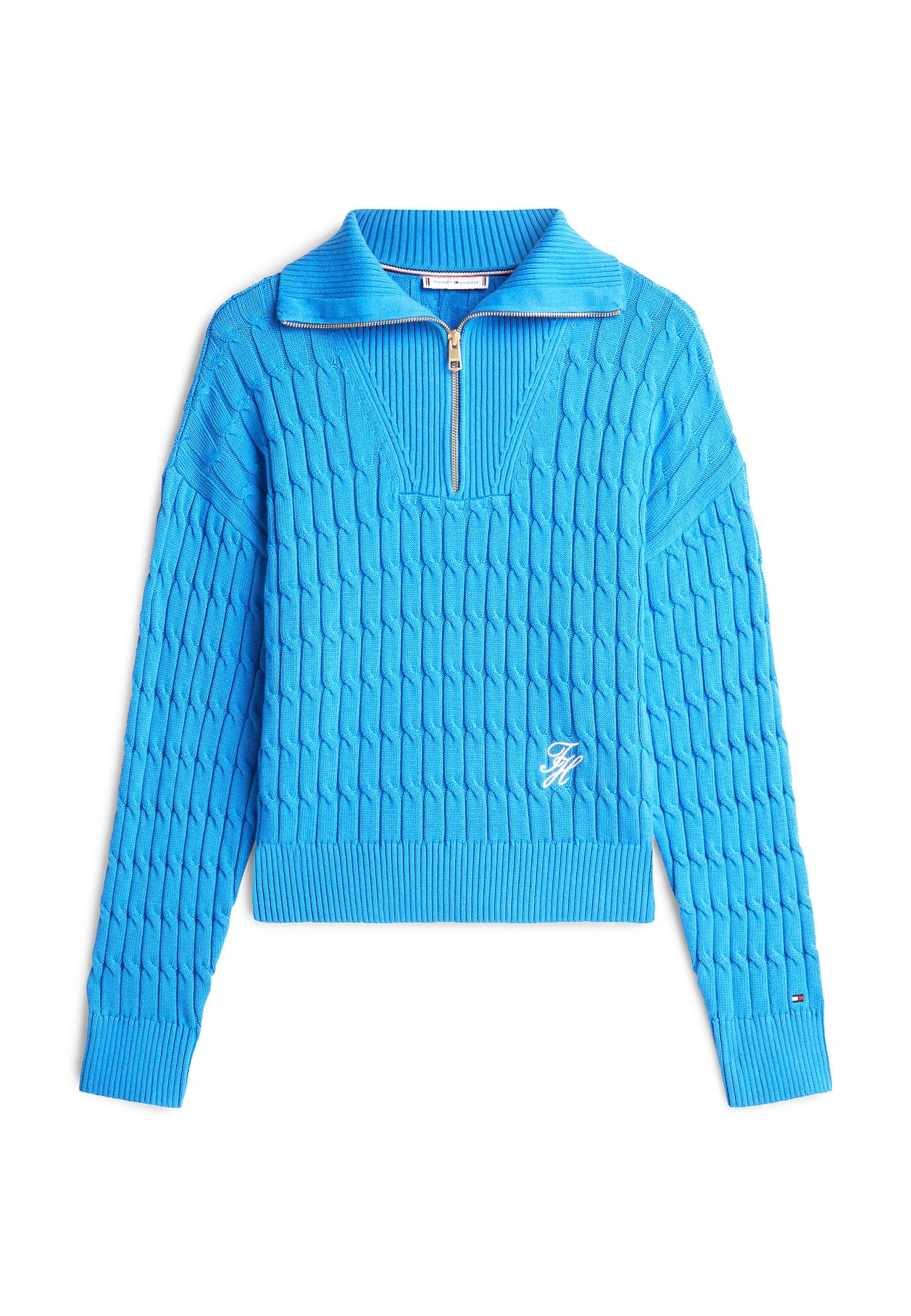 RELAXED CABLE KNIT HALF-ZIP JUMPER - Jumper - mesmerizing blue